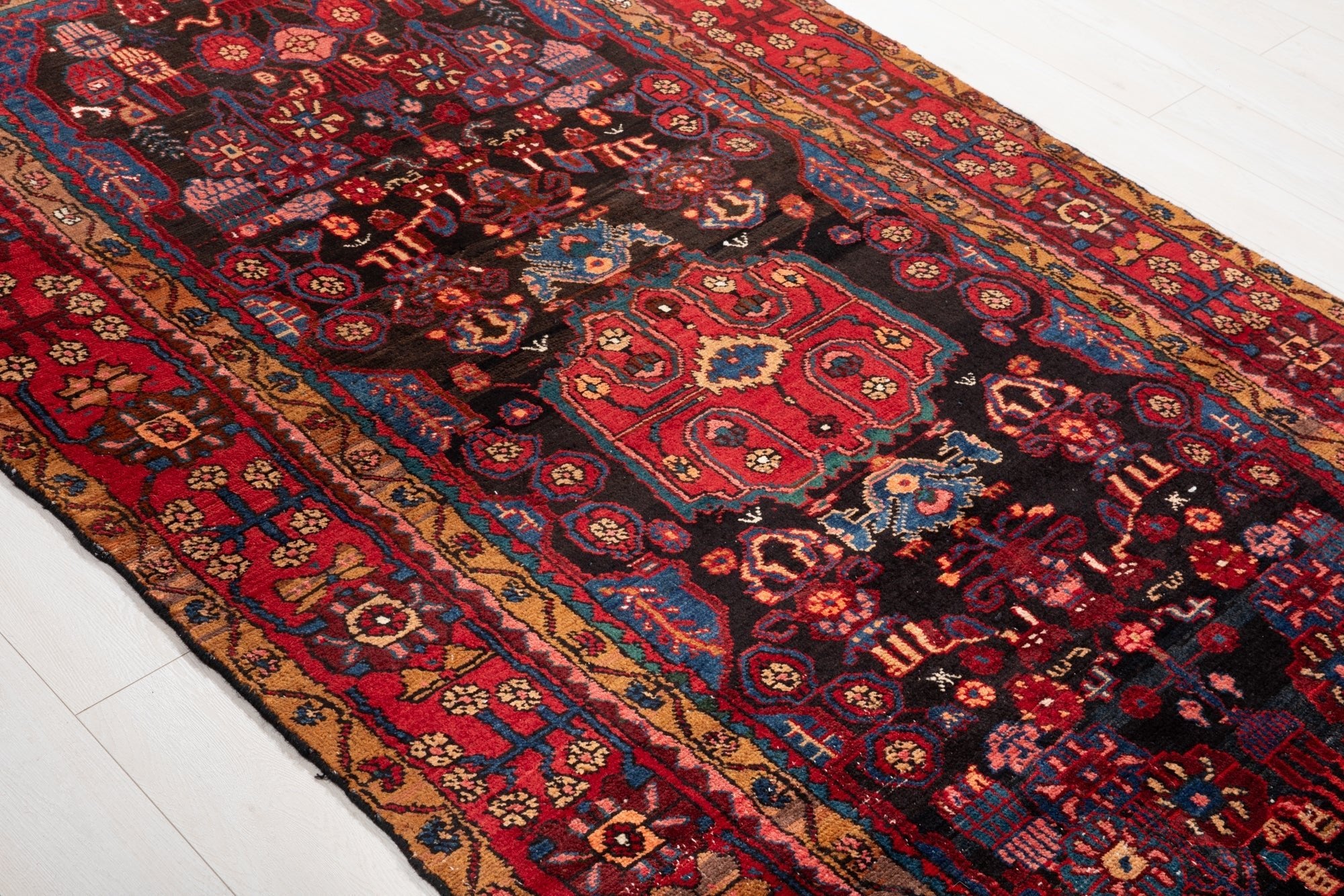 Hand-Knotted Vintage Wool Area Rug – 9' 8" x 4' 9" (296 × 146 cm) - Yasi & Fara