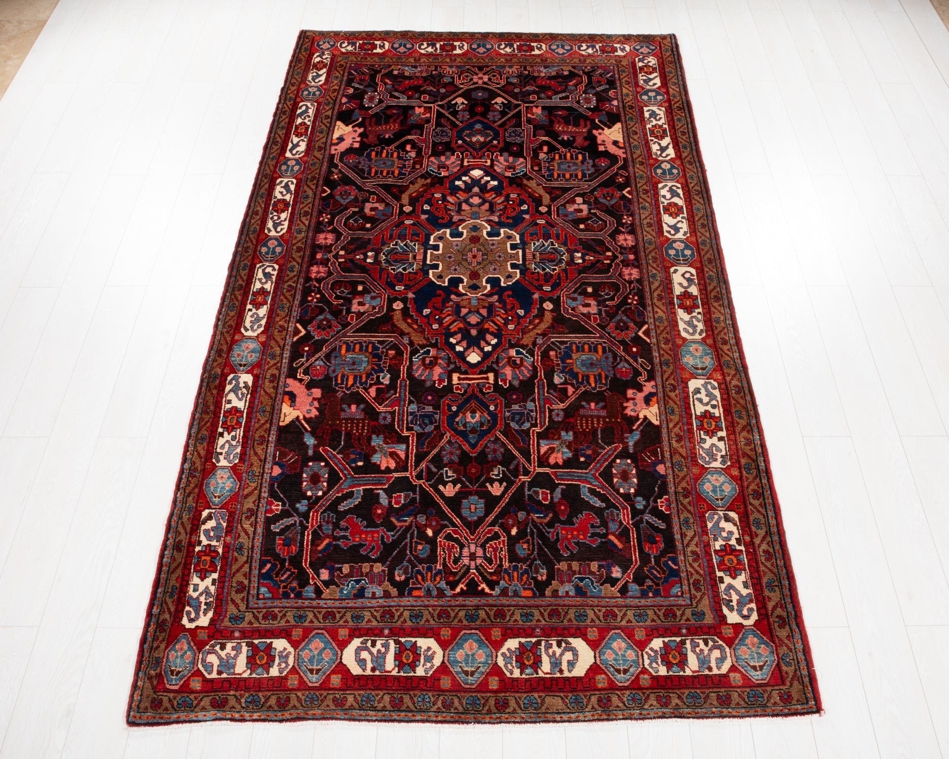Hand-Knotted Vintage Wool Area Rug – 9' 10" x 5' 5" (301 × 166 cm) - Yasi & Fara