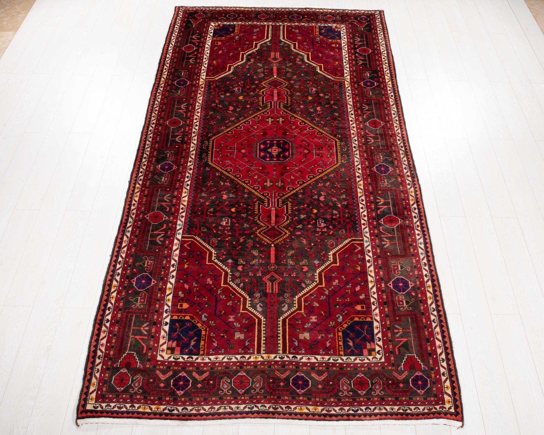 Hand-Knotted Vintage Wool Area Rug – 10' 6" x 5' 5" (320 × 164 cm) - Yasi & Fara