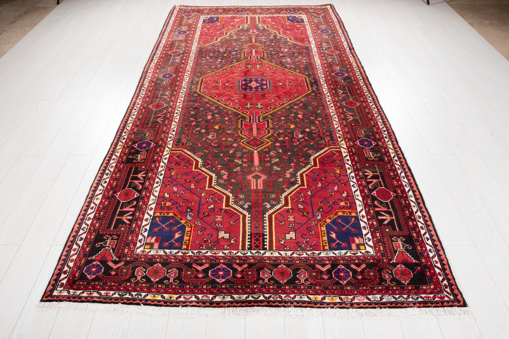 Hand-Knotted Vintage Wool Area Rug – 10' 6" x 5' 5" (320 × 164 cm) - Yasi & Fara