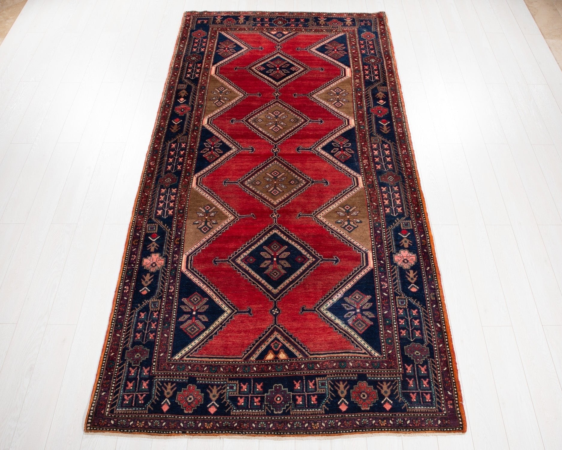 Hand-Knotted Vintage Wool Area Rug – 10' 5" x 5' 3" (317 x 159 cm) - Yasi & Fara