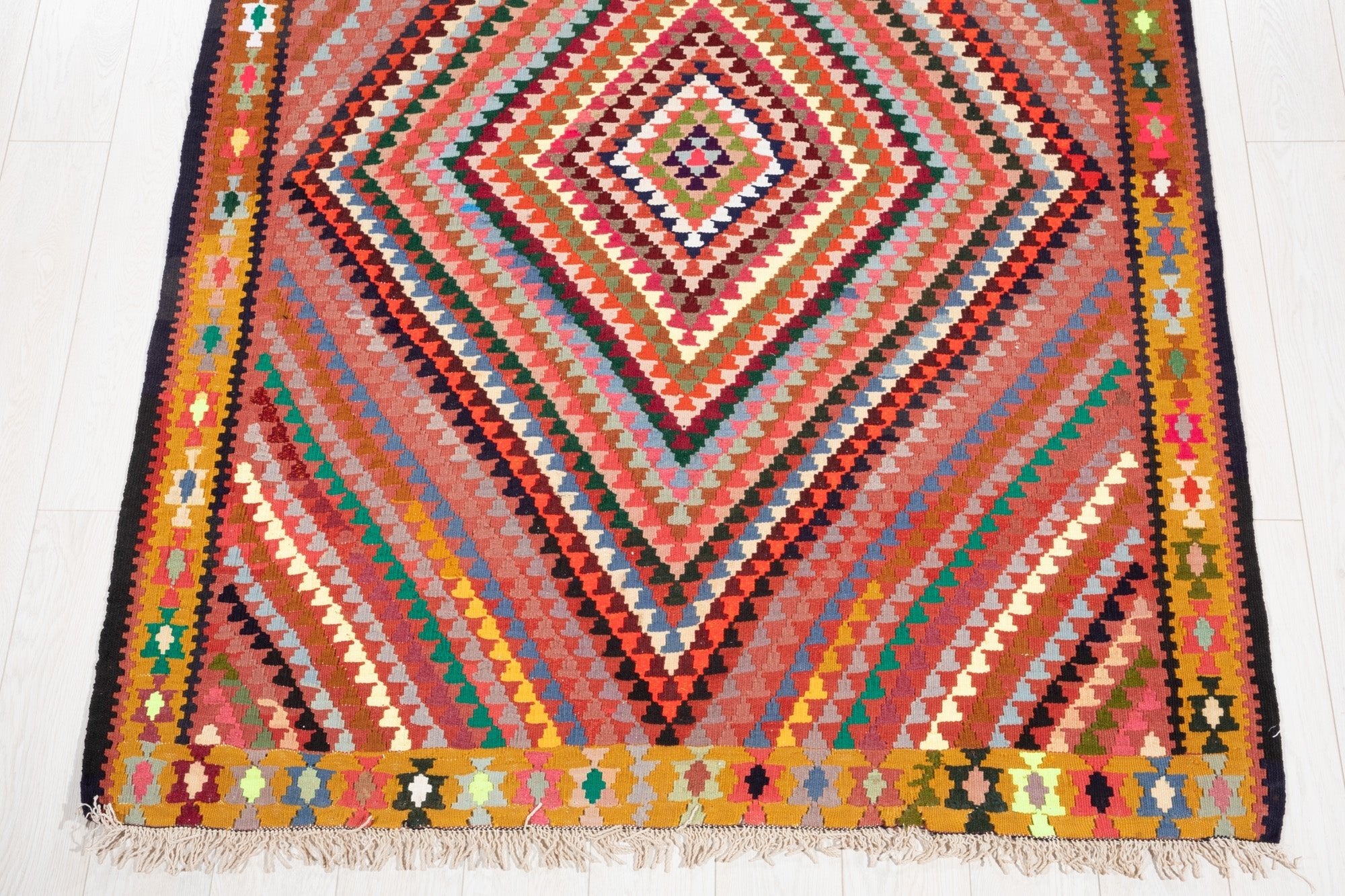Handwoven Vintage Wool Kilim Rug – 11' x 4' 9" (335 x 144 cm) - Yasi & Fara