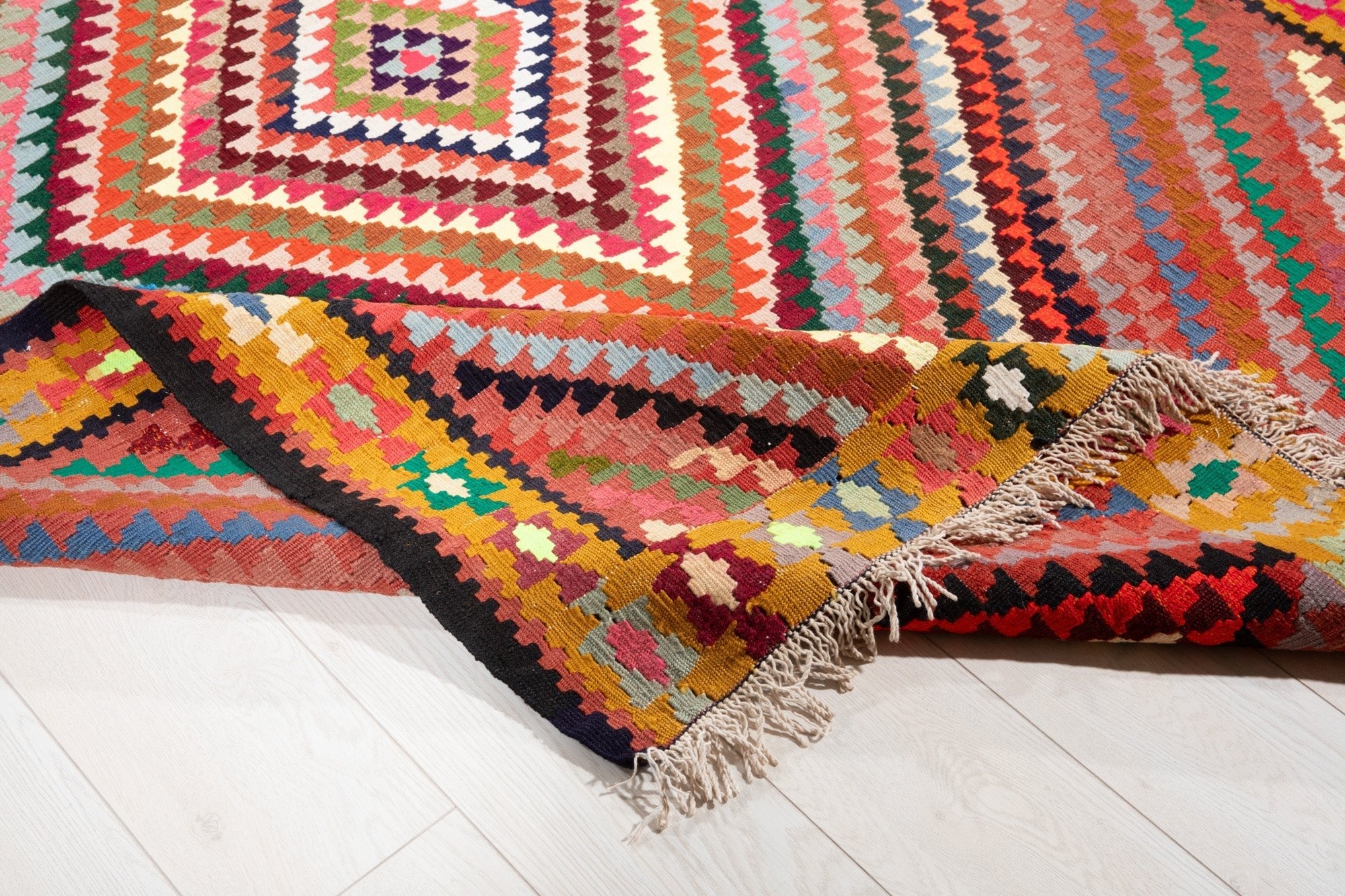 Handwoven Vintage Wool Kilim Rug – 11' x 4' 9" (335 x 144 cm) - Yasi & Fara