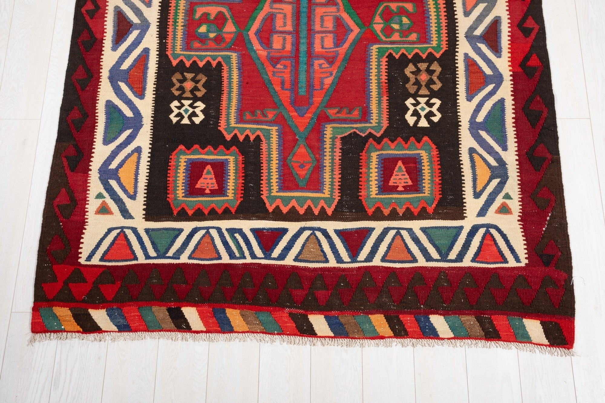 Handwoven Vintage Wool Kilim Rug – 14' x 5' 2" (428 x 158 cm) - Yasi & Fara