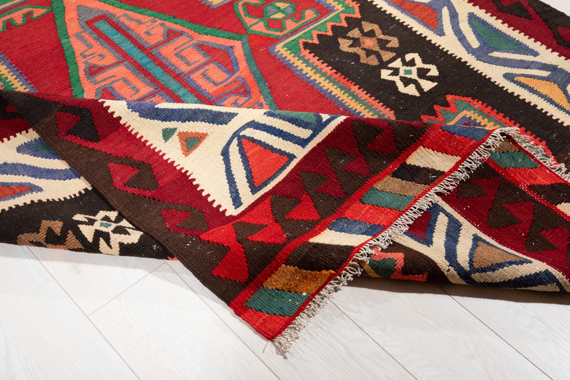 Handwoven Vintage Wool Kilim Rug – 14' x 5' 2" (428 x 158 cm) - Yasi & Fara