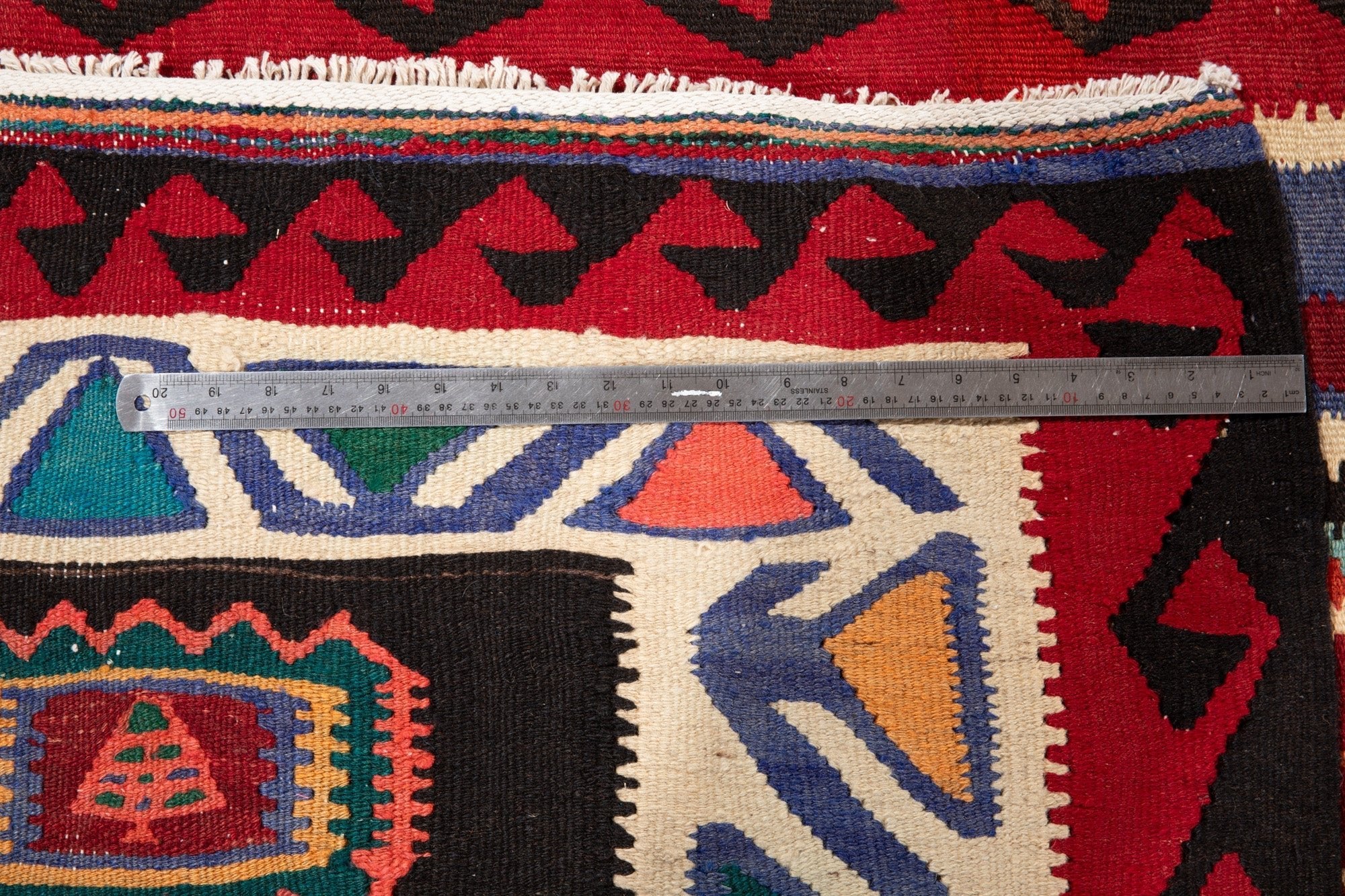 Handwoven Vintage Wool Kilim Rug – 14' x 5' 2" (428 x 158 cm) - Yasi & Fara