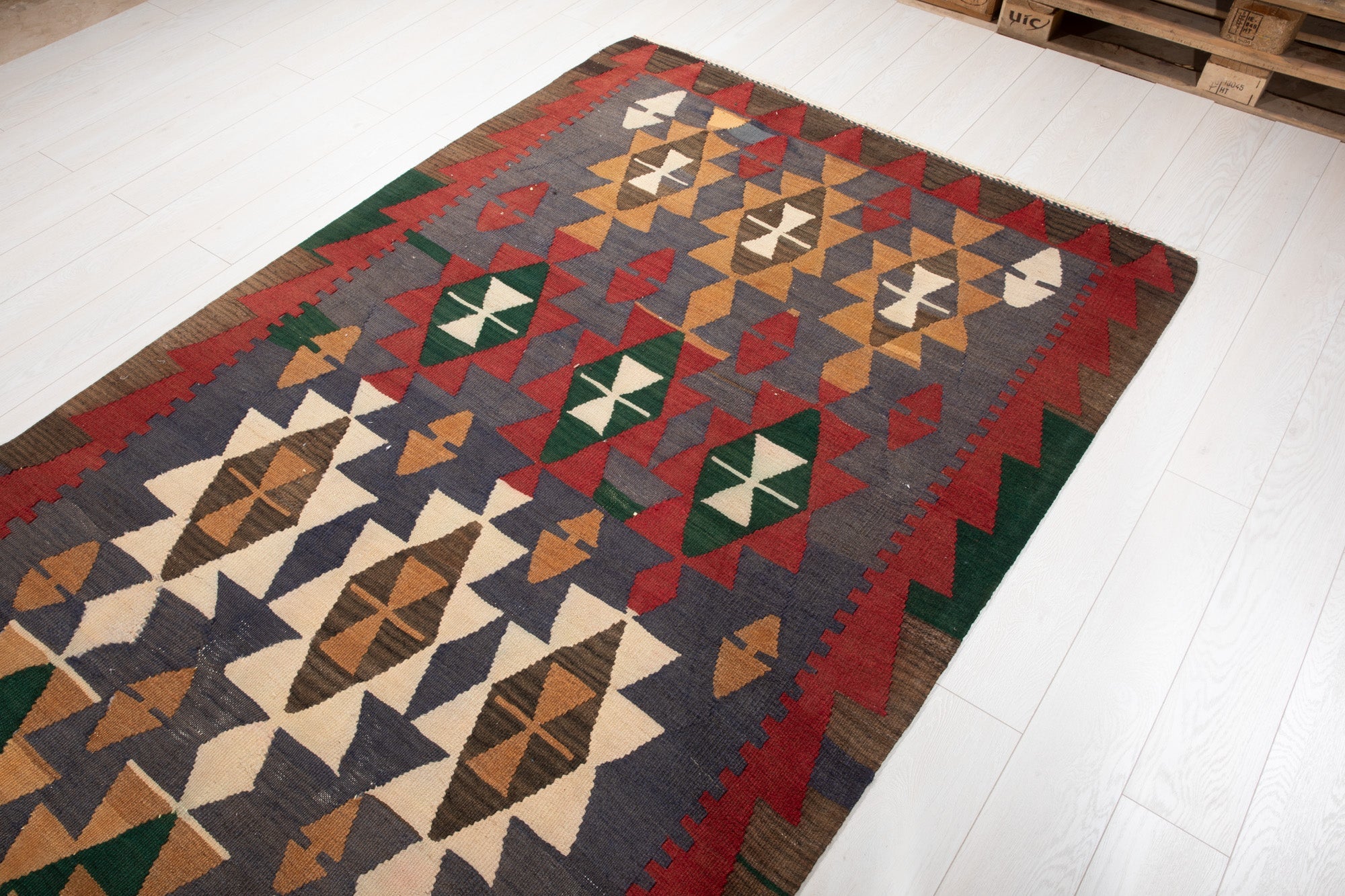 Handwoven Vintage Wool Kilim Rug – 11' 9" x 4' 9" (357 x 145 cm) - Yasi & Fara