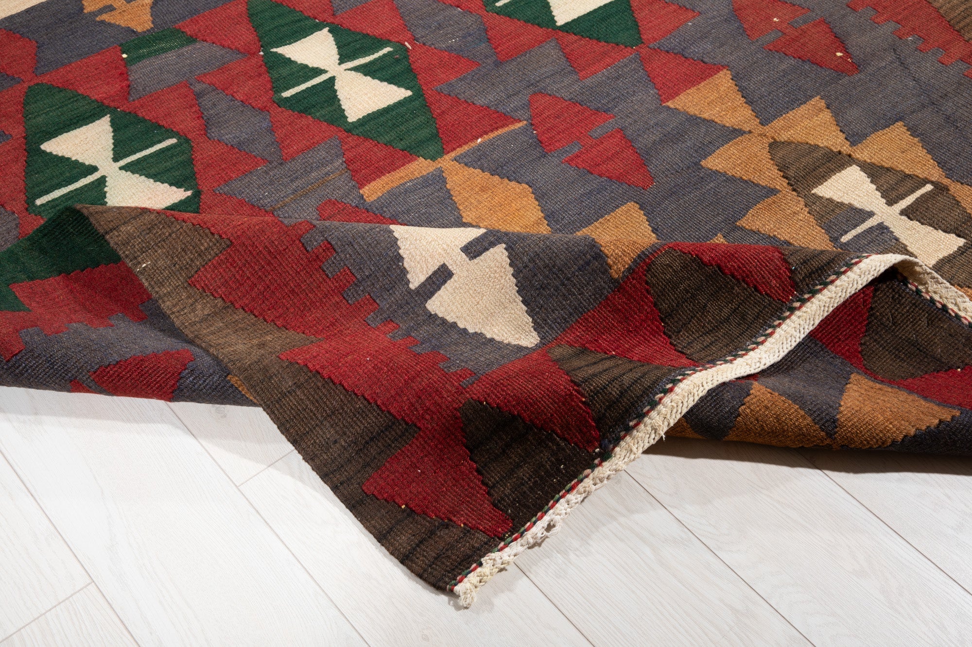 Handwoven Vintage Wool Kilim Rug – 11' 9" x 4' 9" (357 x 145 cm) - Yasi & Fara