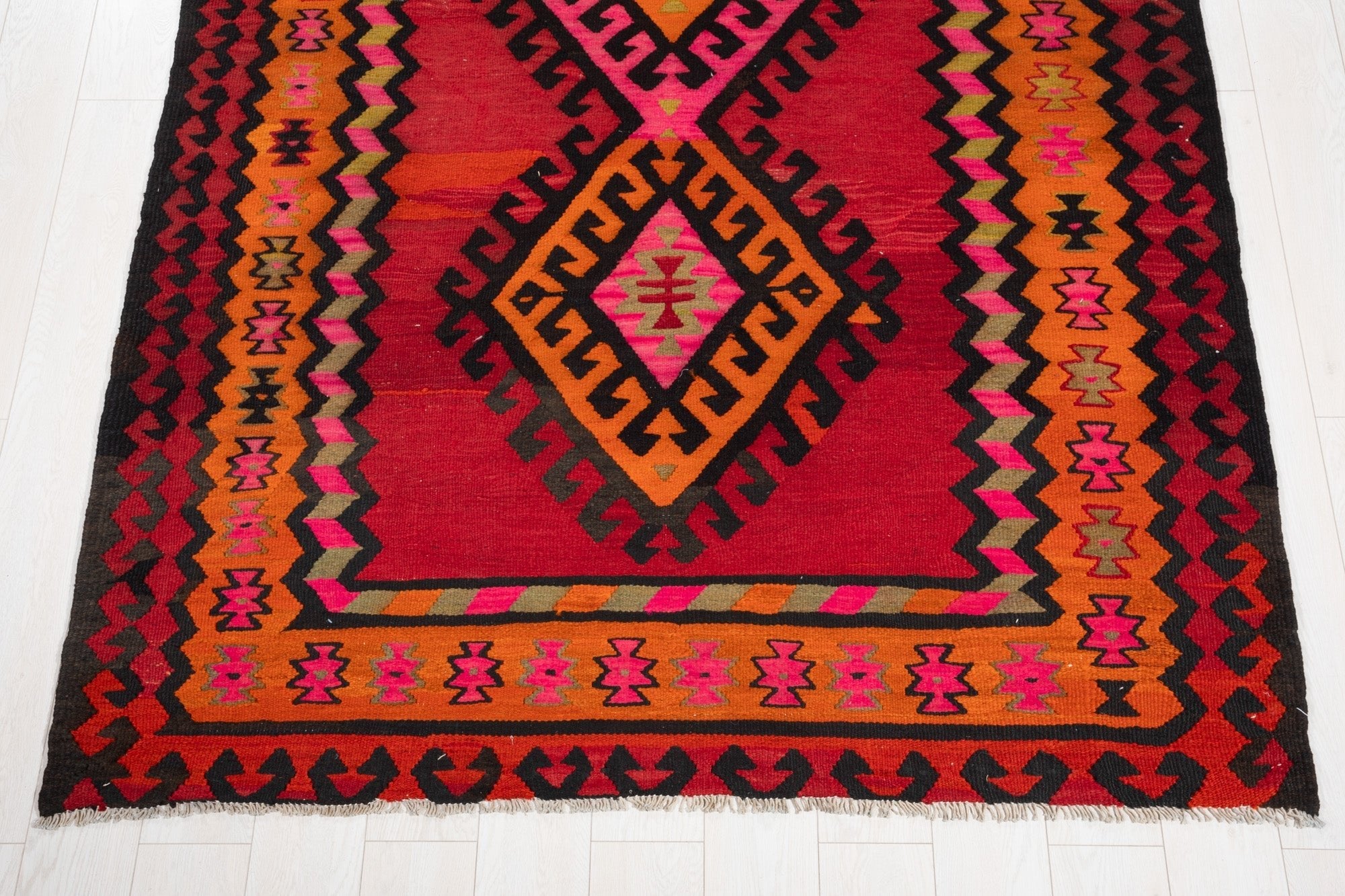Handwoven Vintage Wool Kilim Rug – 12' 7" x 5' 6" (383 x 168 cm) - Yasi & Fara