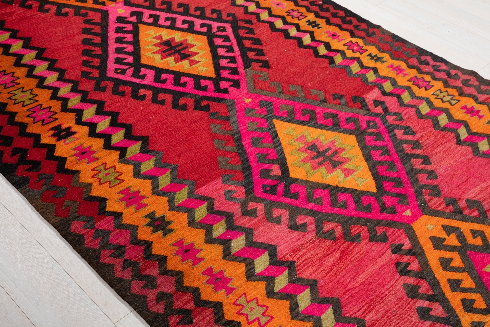 Handwoven Vintage Wool Kilim Rug – 12' 7" x 5' 6" (383 x 168 cm) - Yasi & Fara