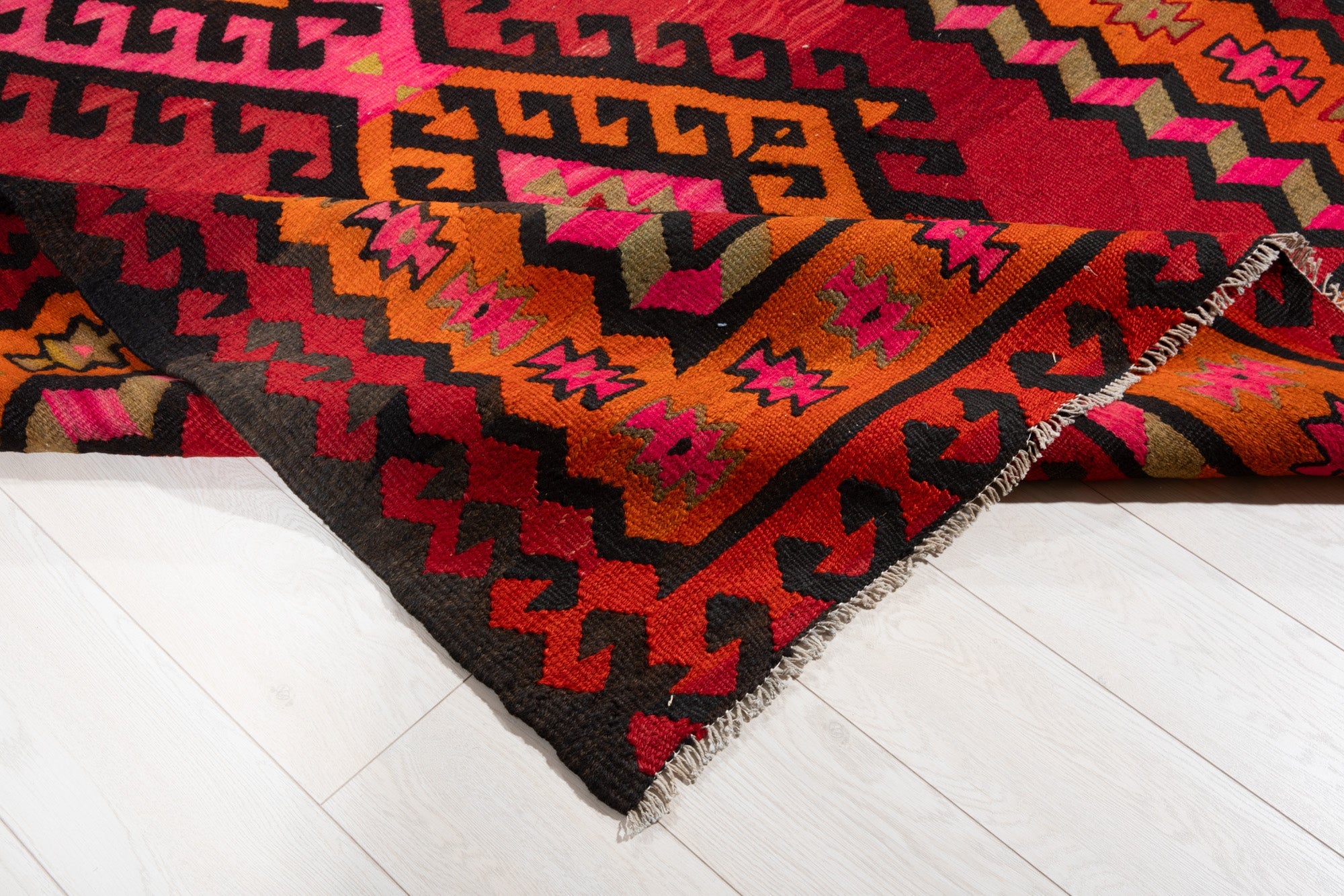 Handwoven Vintage Wool Kilim Rug – 12' 7" x 5' 6" (383 x 168 cm) - Yasi & Fara
