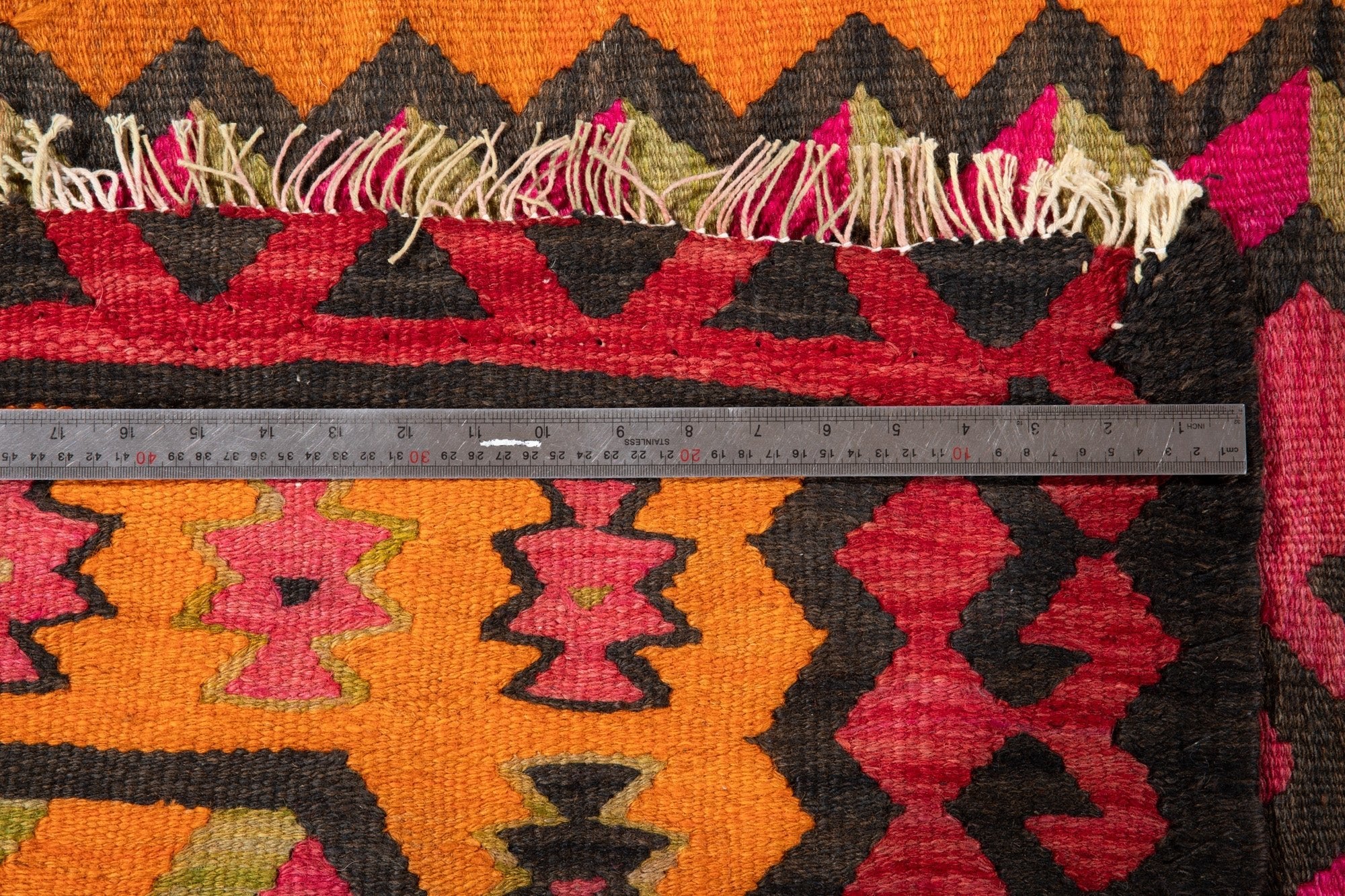 Handwoven Vintage Wool Kilim Rug – 12' 7" x 5' 6" (383 x 168 cm) - Yasi & Fara