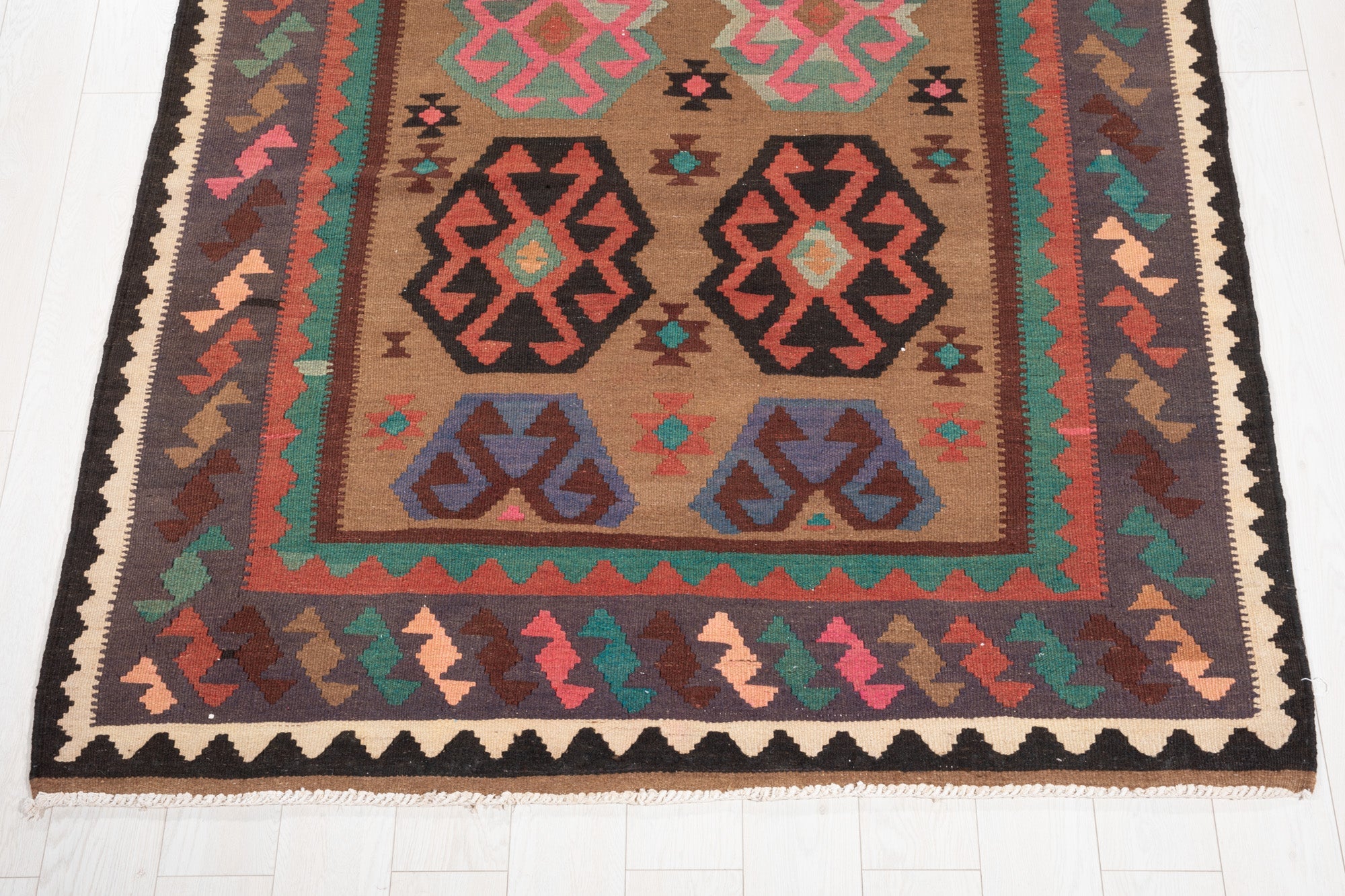 Handwoven Vintage Wool Kilim Rug – 13' x 5' 4" (395 x 162 cm) - Yasi & Fara