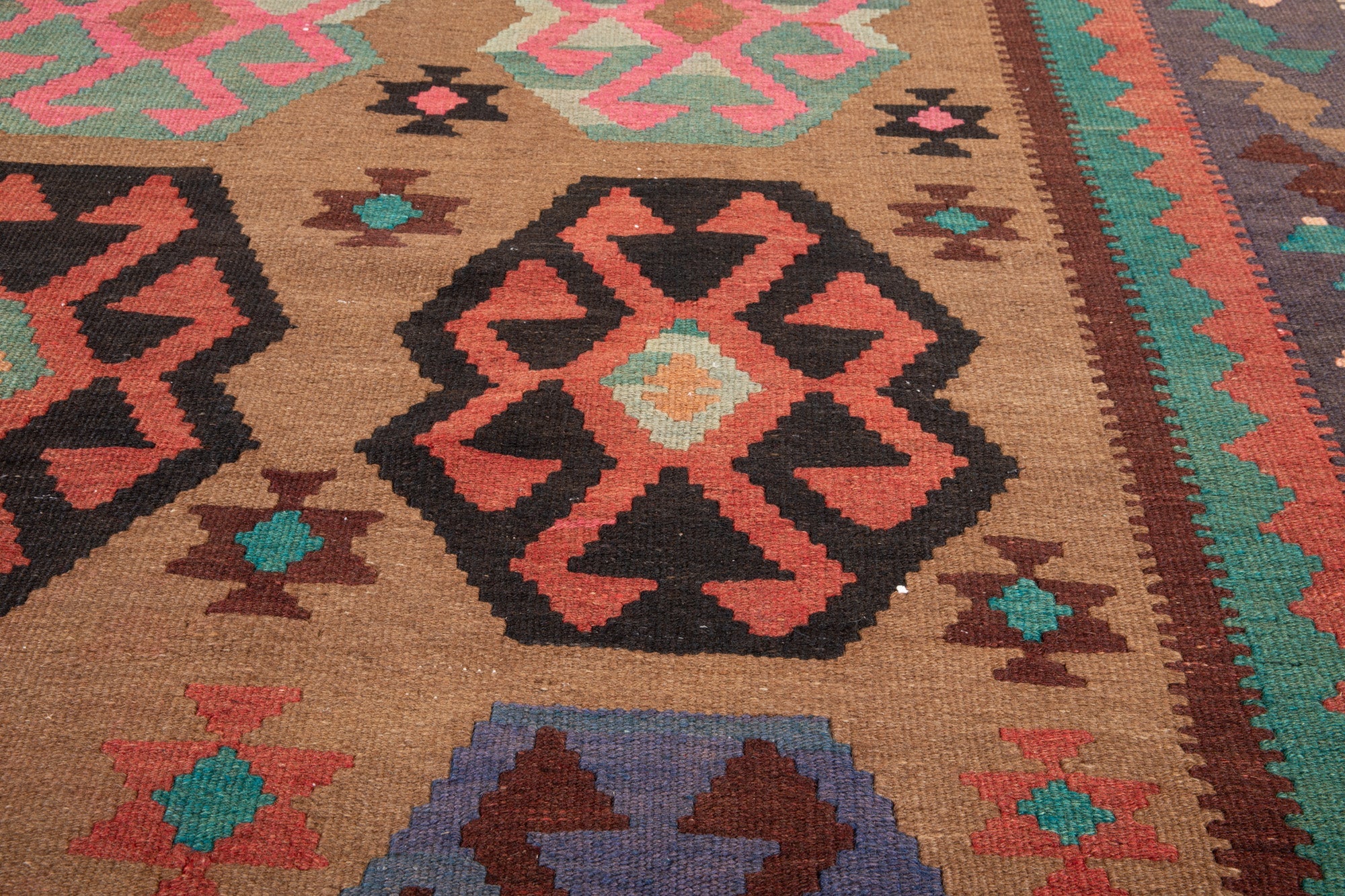 Handwoven Vintage Wool Kilim Rug – 13' x 5' 4" (395 x 162 cm) - Yasi & Fara