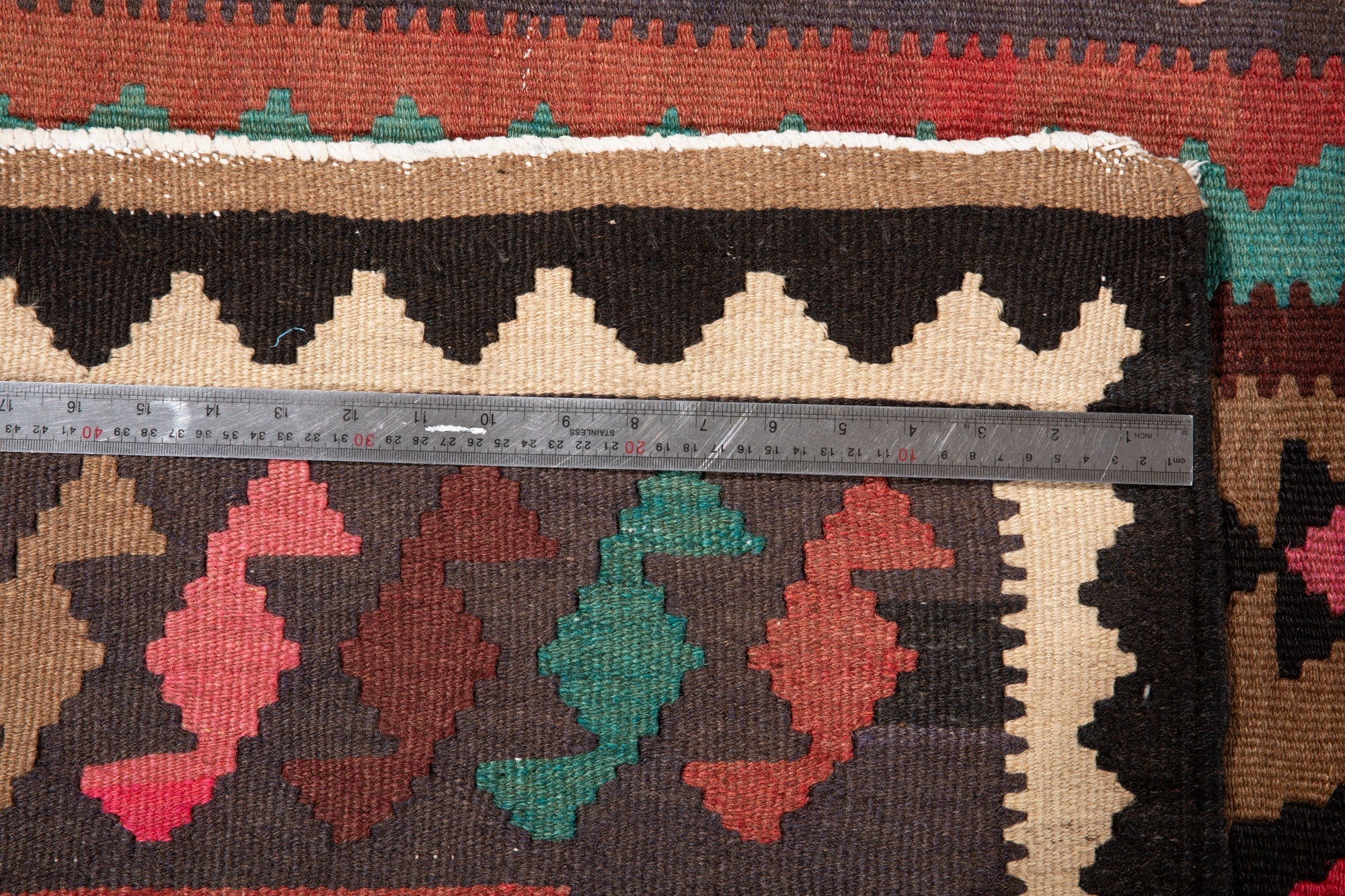 Handwoven Vintage Wool Kilim Rug – 13' x 5' 4" (395 x 162 cm) - Yasi & Fara