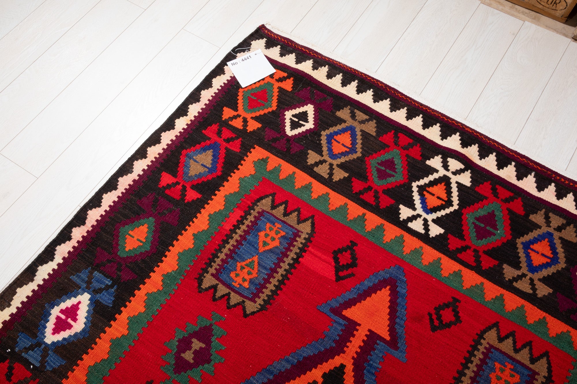 Handwoven Vintage Wool Kilim Rug – 13' 3" x 5' 2" (404 x 156 cm) - Yasi & Fara
