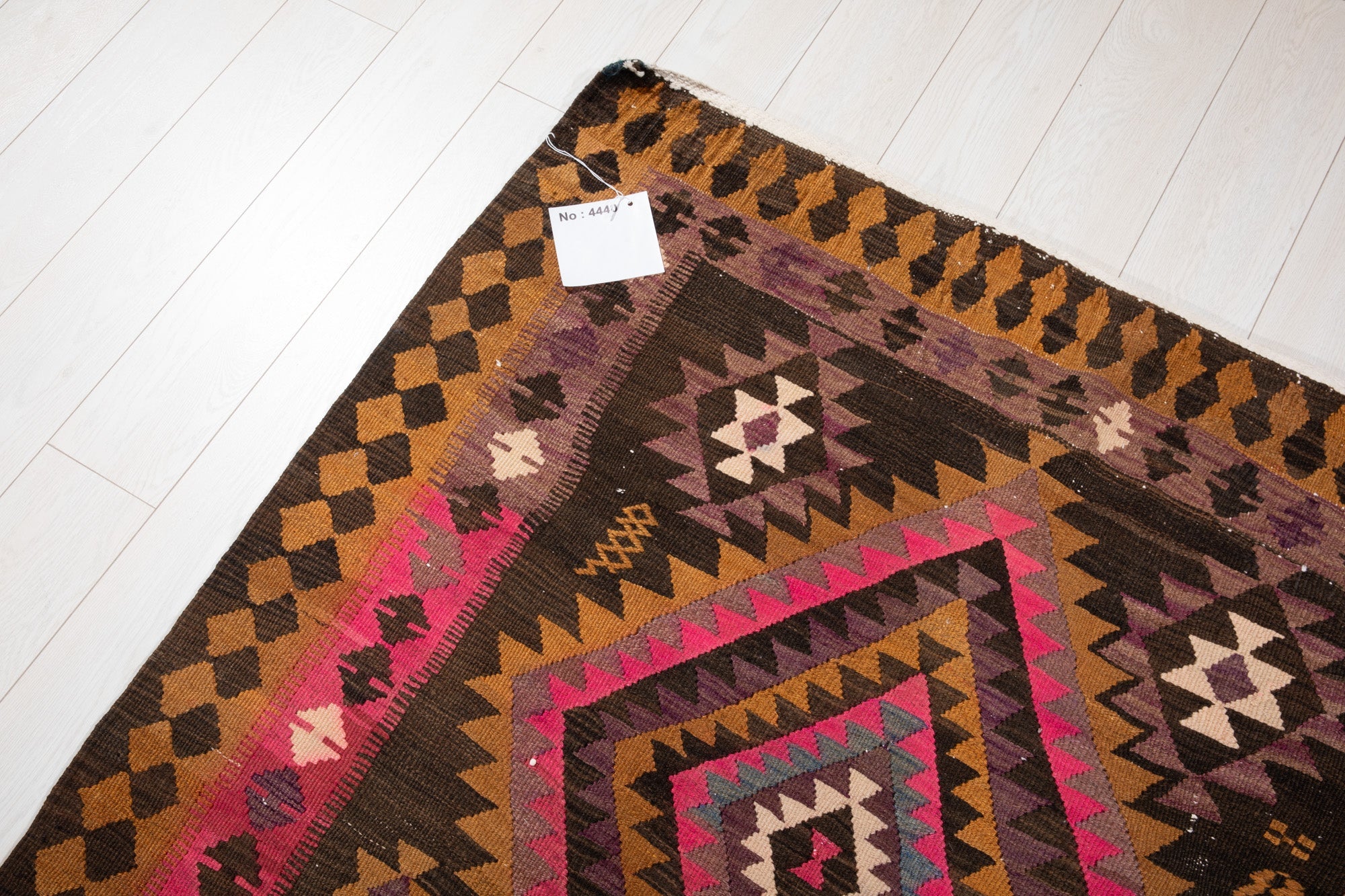Handwoven Vintage Wool Kilim Runner Rug – 14' x 4' 2" (427 x 128 cm) - Yasi & Fara