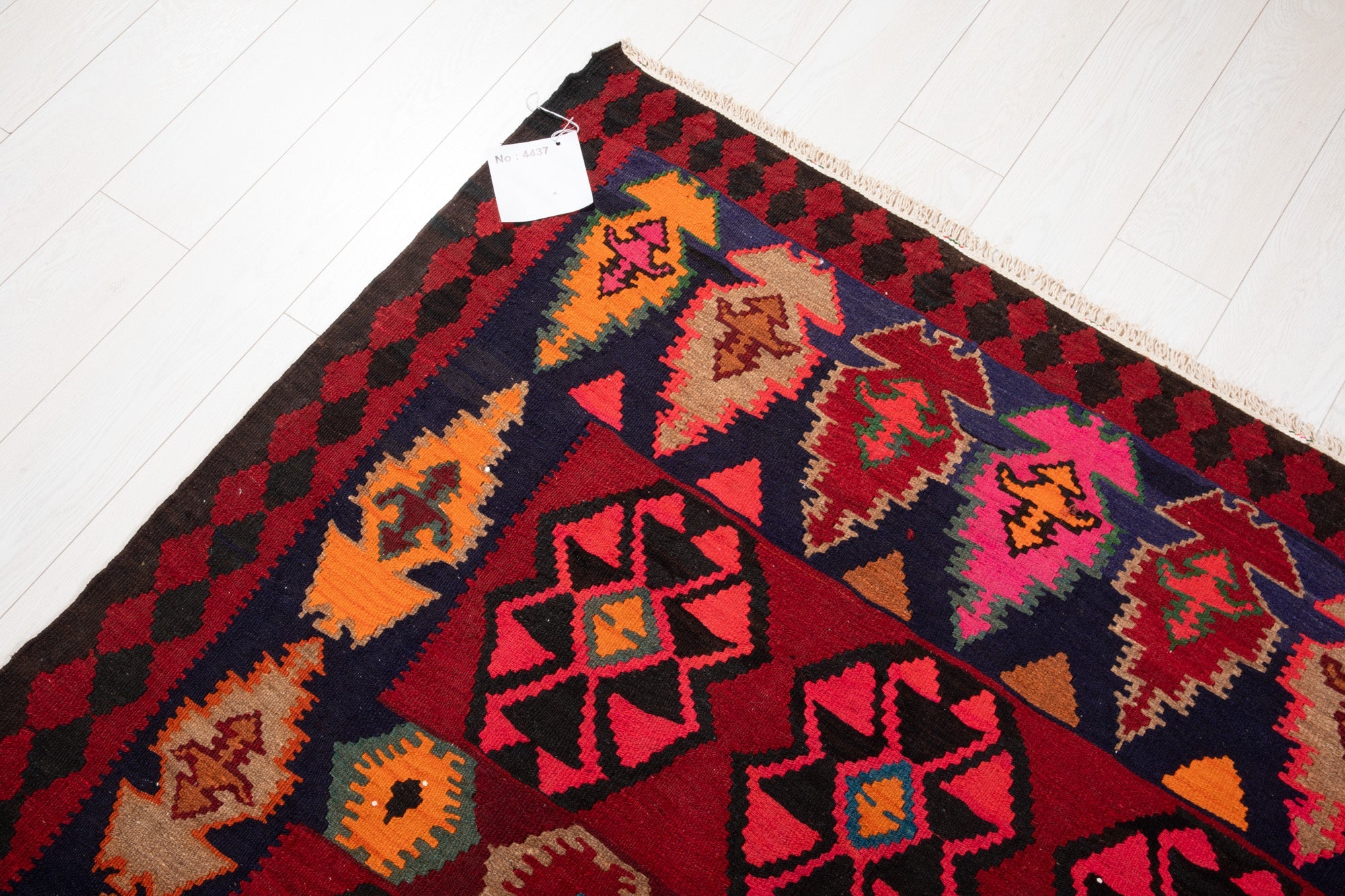 Handwoven Vintage Wool Kilim Rug – 11' 8" x 5' 1" (356 x 155 cm) - Yasi & Fara