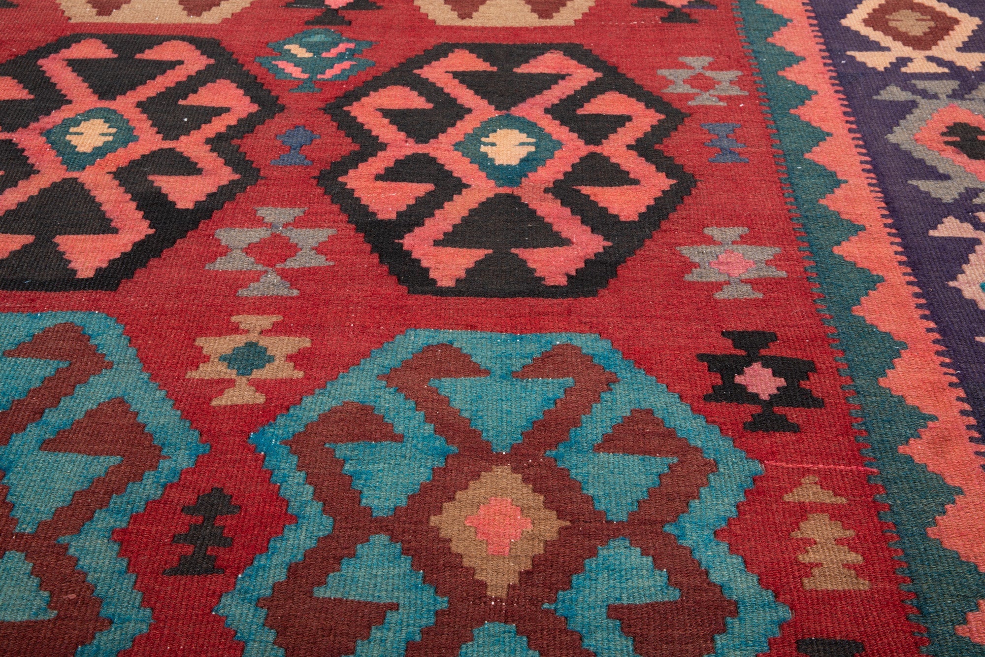 Handwoven Vintage Wool Kilim Rug – 13' 3" x 5' 6" (404 x 167 cm) - Yasi & Fara