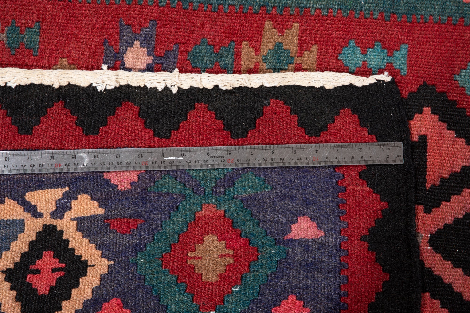 Handwoven Vintage Wool Kilim Rug – 13' 3" x 5' 6" (404 x 167 cm) - Yasi & Fara