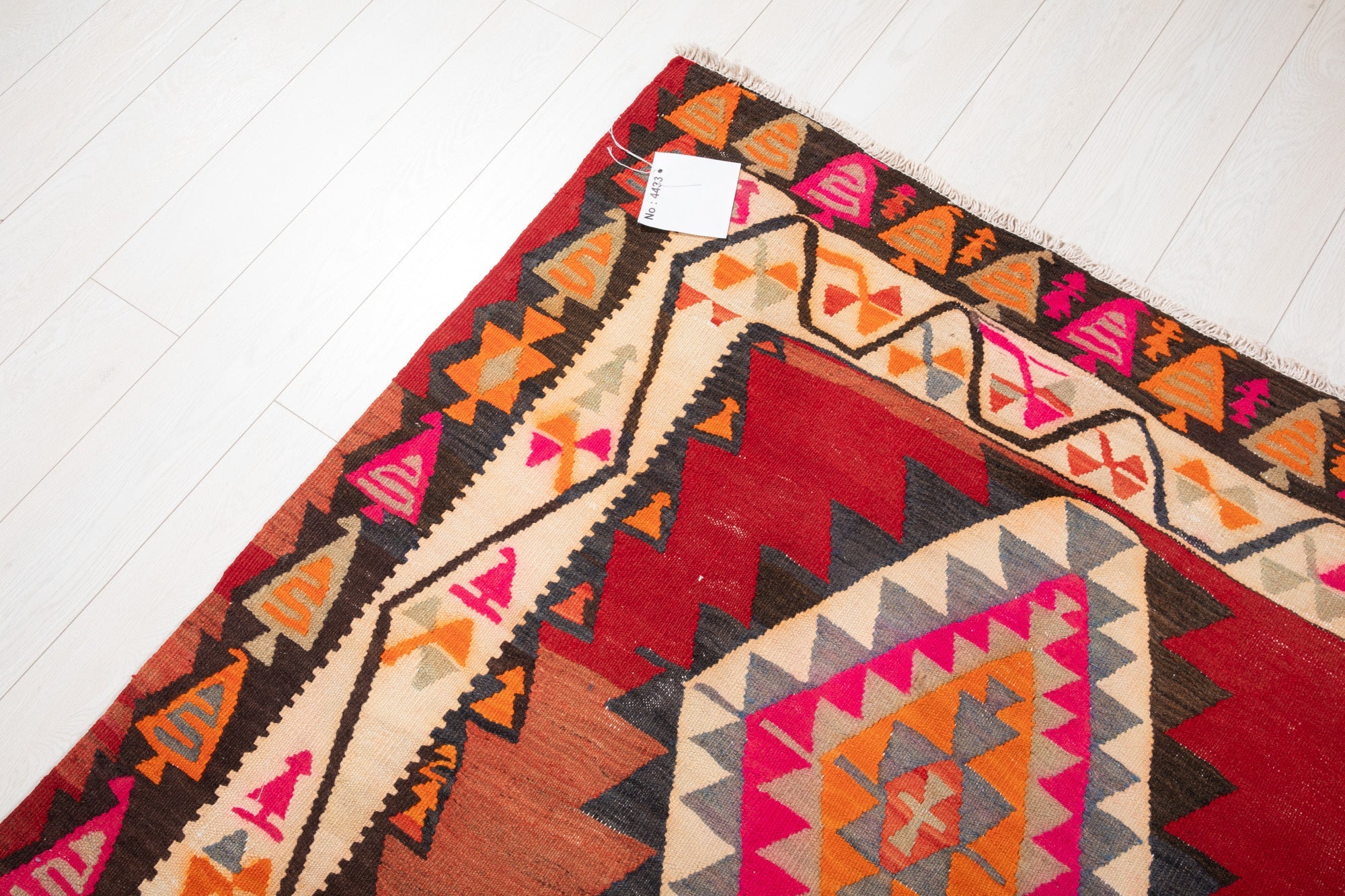 Handwoven Vintage Wool Kilim Rug – 13' 3" x 4' 10" (403 x 147 cm) - Yasi & Fara
