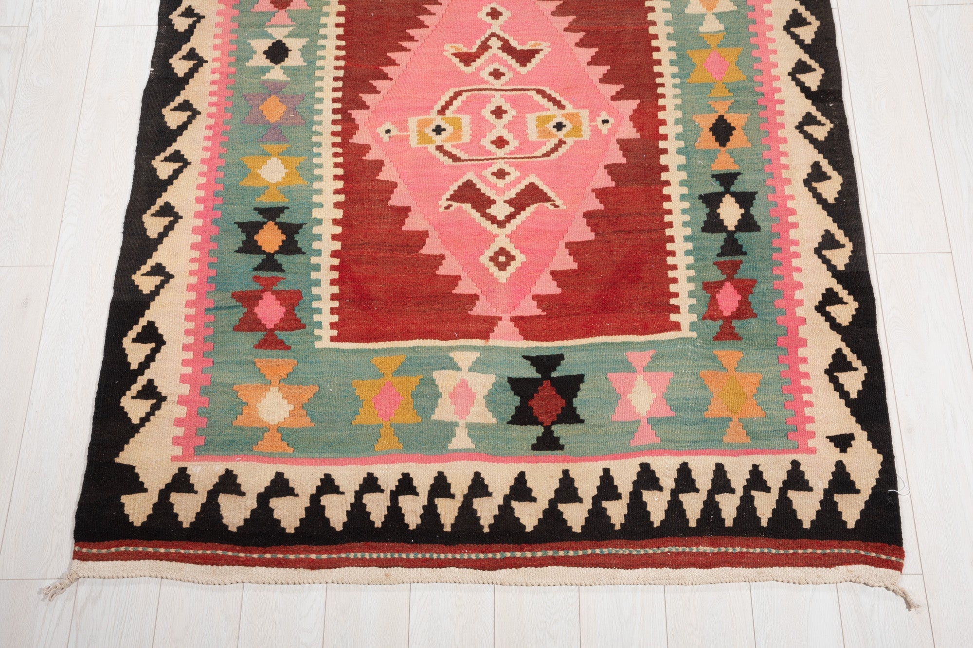 Handwoven Vintage Wool Kilim Rug – 13' 3" x 4' 10" (405 × 146 cm) - Yasi & Fara