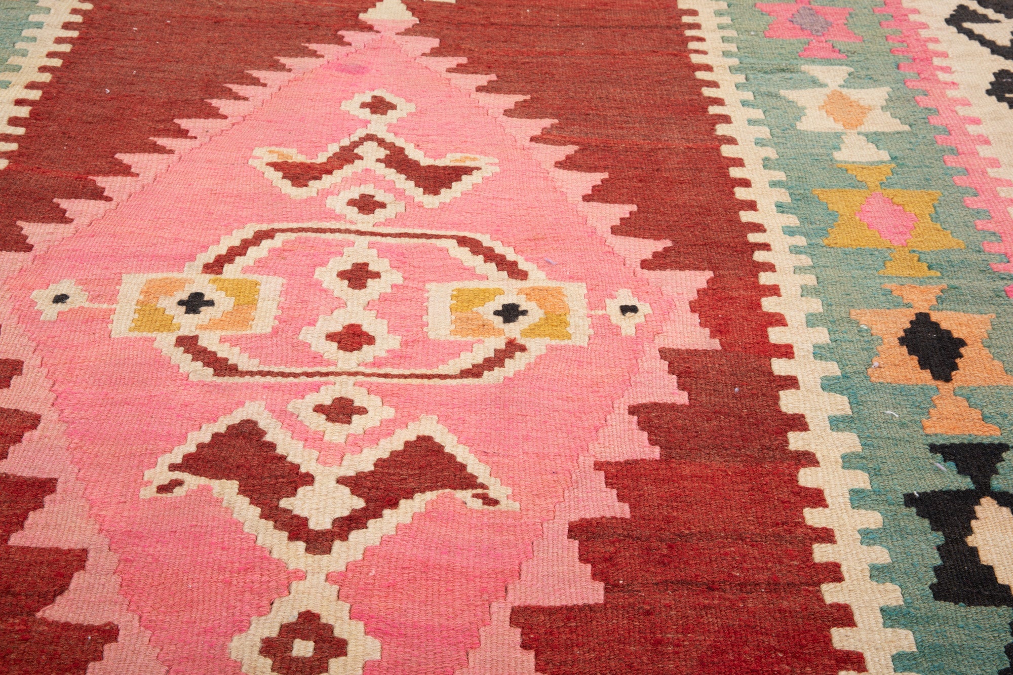 Handwoven Vintage Wool Kilim Rug – 13' 3" x 4' 10" (405 × 146 cm) - Yasi & Fara
