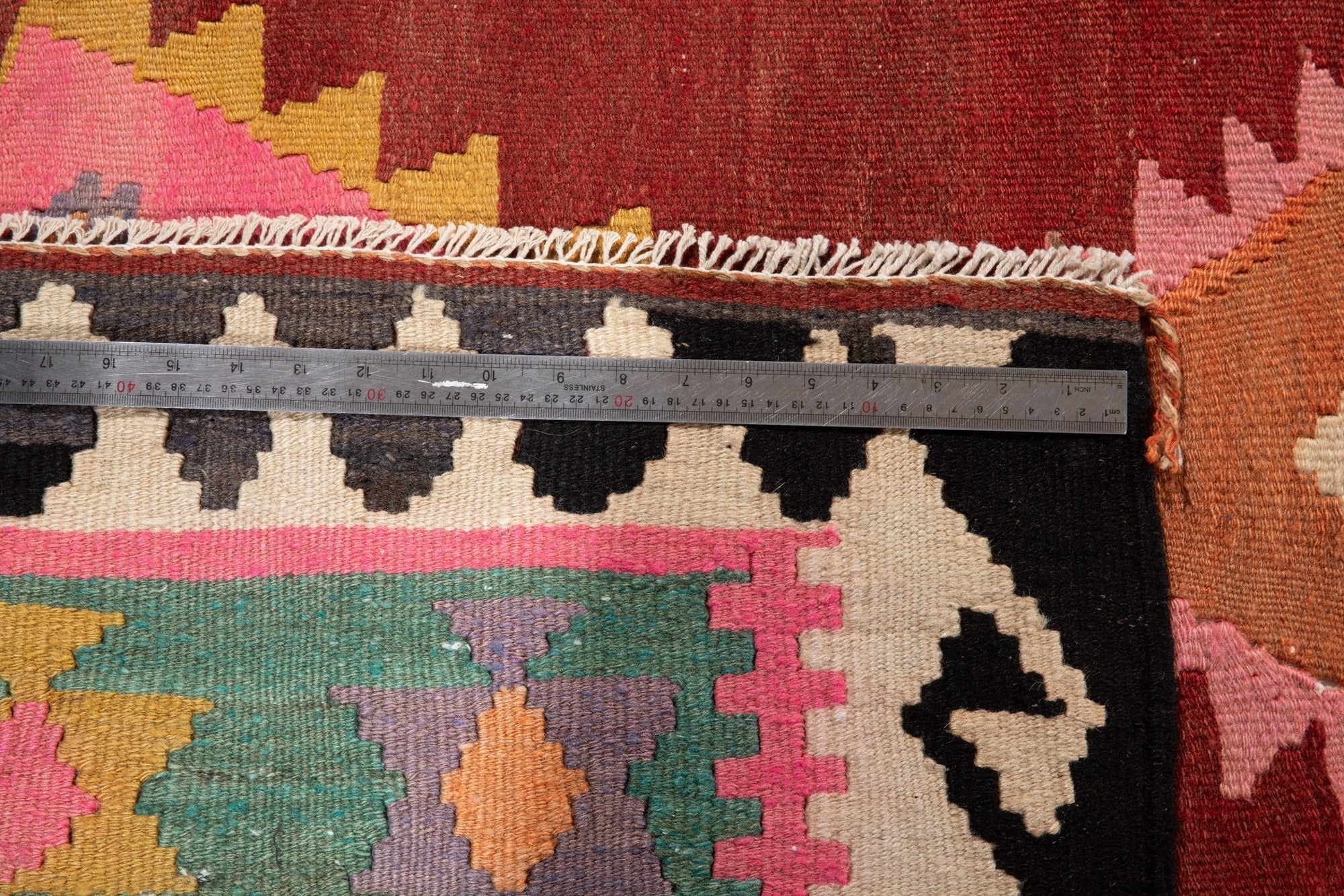 Handwoven Vintage Wool Kilim Rug – 13' 3" x 4' 10" (405 × 146 cm) - Yasi & Fara