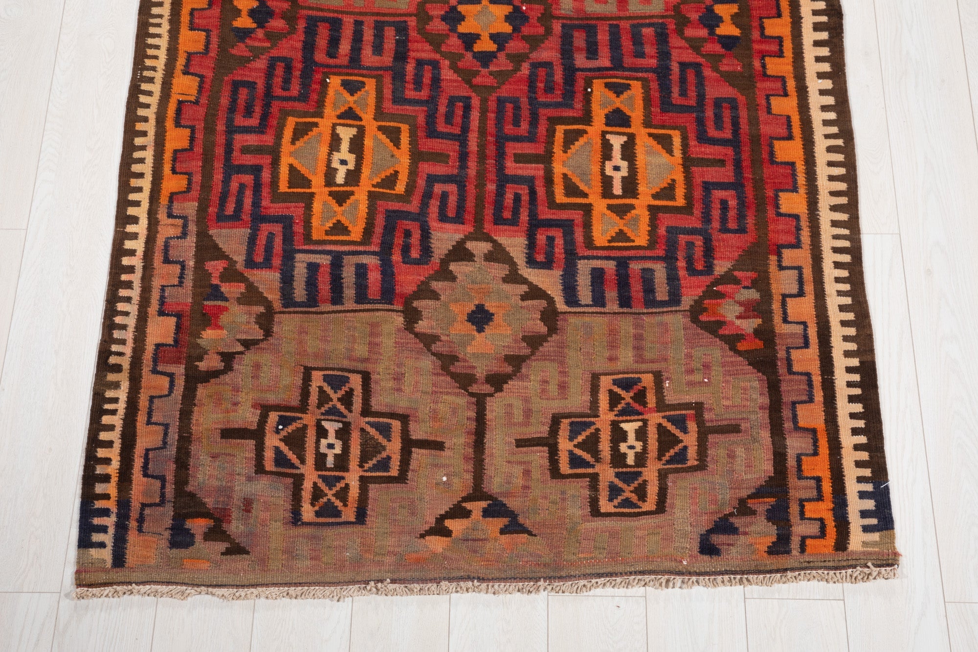 Handwoven Vintage Wool Kilim Runner Rug – 11' 4" x 4' 2" (346 × 126 cm) - Yasi & Fara