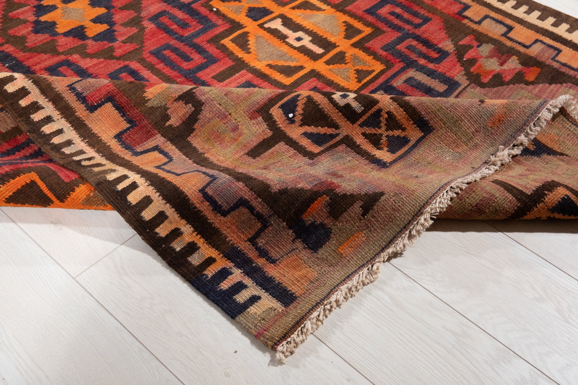 Handwoven Vintage Wool Kilim Runner Rug – 11' 4" x 4' 2" (346 × 126 cm) - Yasi & Fara