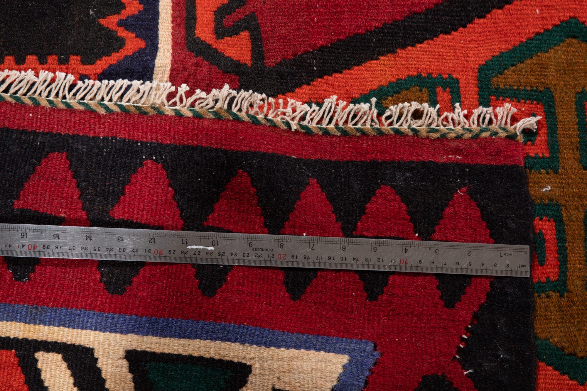 Handwoven Vintage Wool Kilim Rug – 13' 11" x 5' 4" (425 × 162 cm) - Yasi & Fara