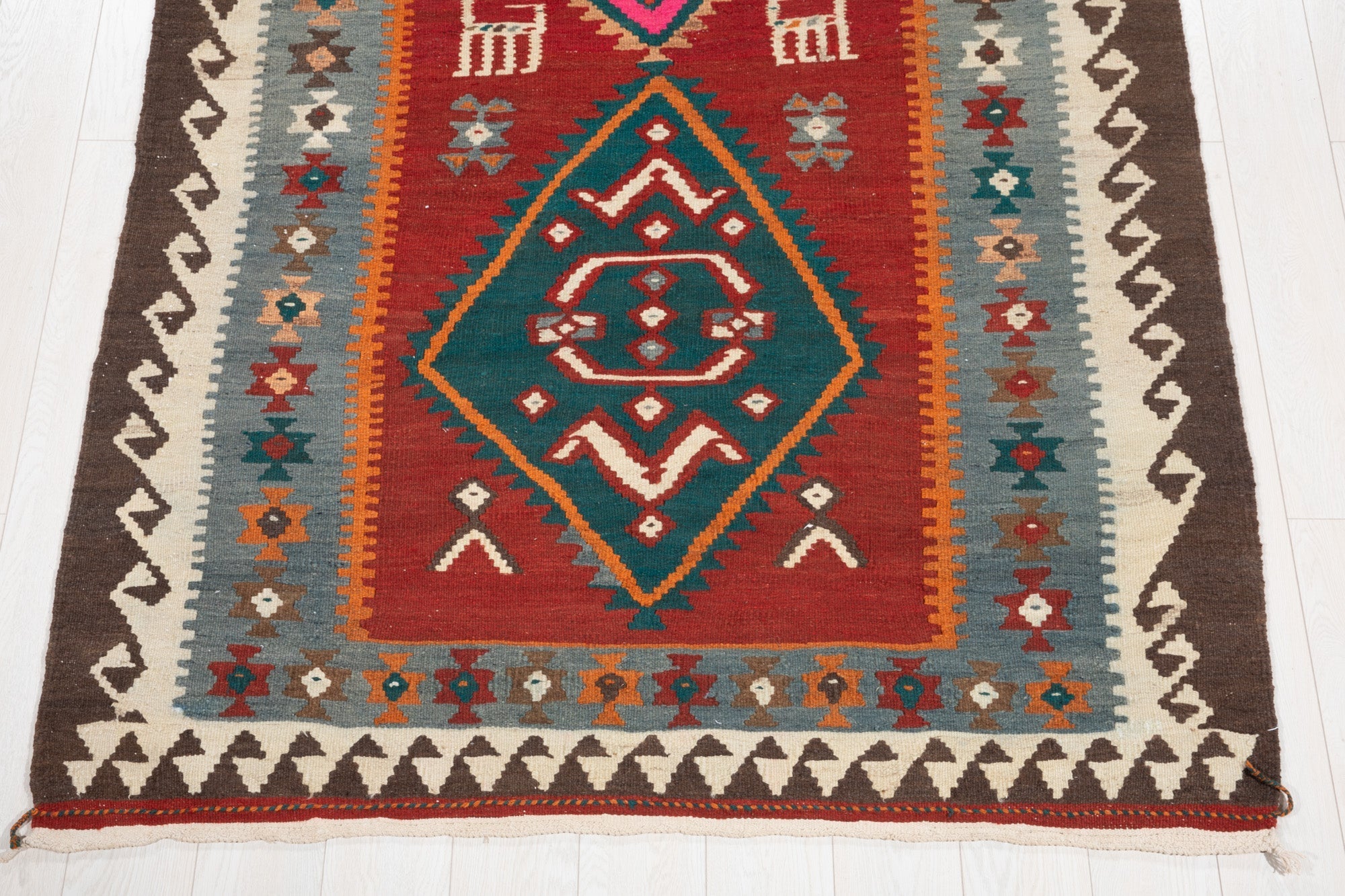 Handwoven Vintage Wool Kilim Rug – 11' 2" x 4' 9" (341 × 149 cm) - Yasi & Fara