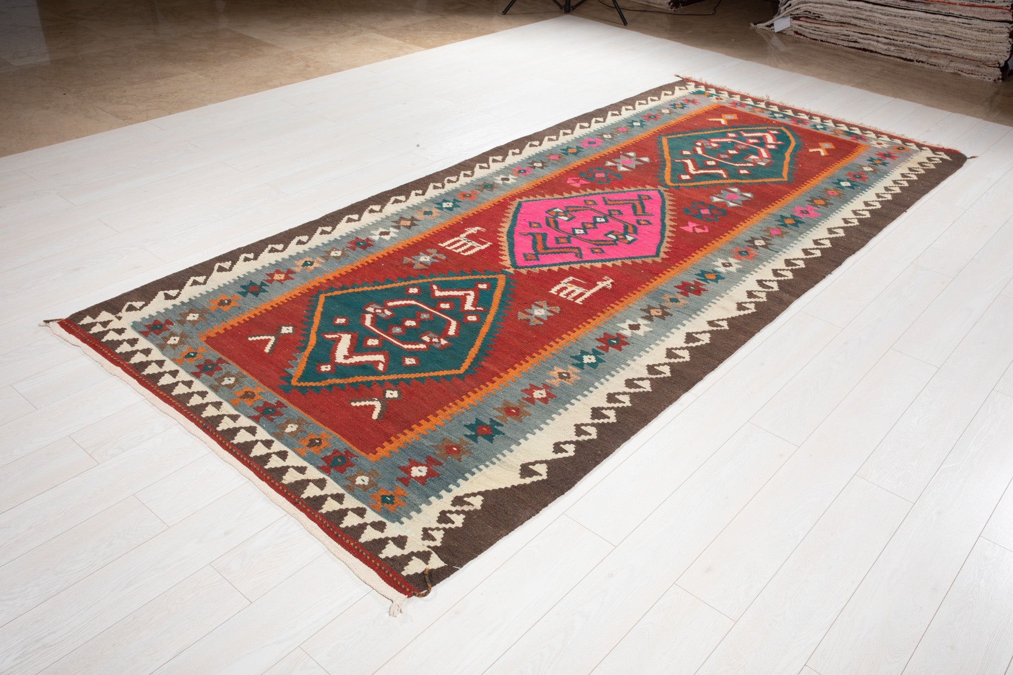 Handwoven Vintage Wool Kilim Rug – 11' 2" x 4' 9" (341 × 149 cm) - Yasi & Fara
