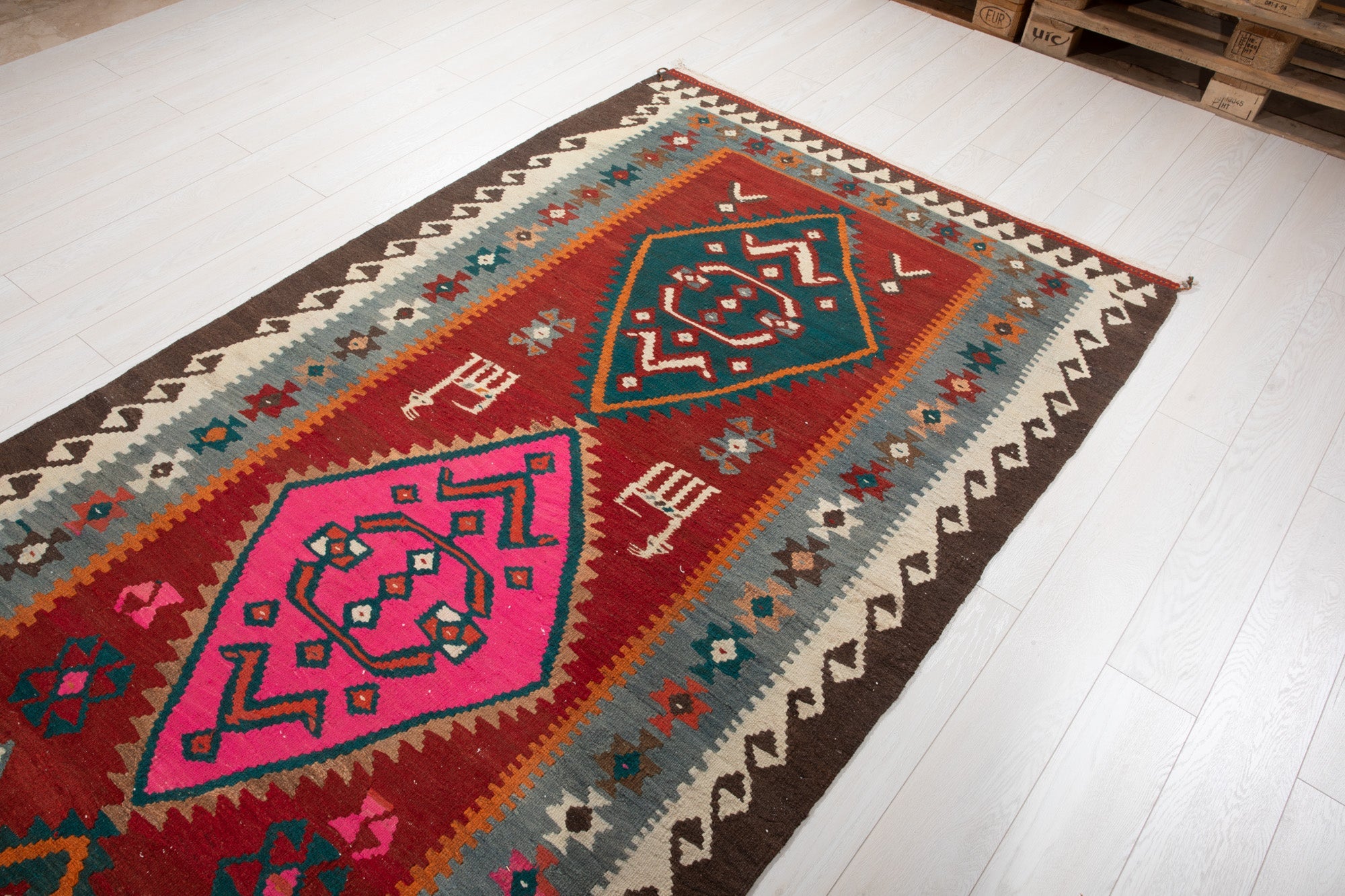 Handwoven Vintage Wool Kilim Rug – 11' 2" x 4' 9" (341 × 149 cm) - Yasi & Fara