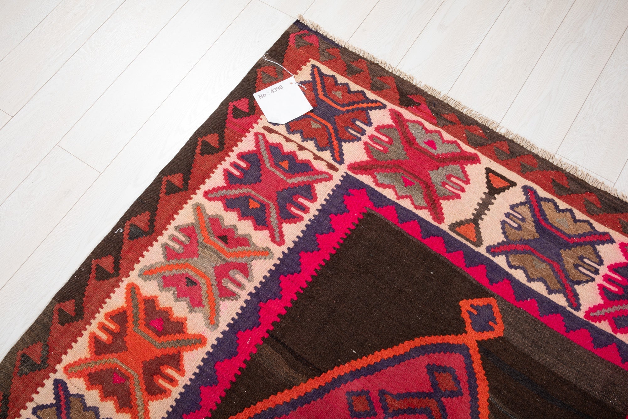 Handwoven Vintage Wool Kilim Rug – 13' 2" x 5' 3" (402 × 161 cm) - Yasi & Fara