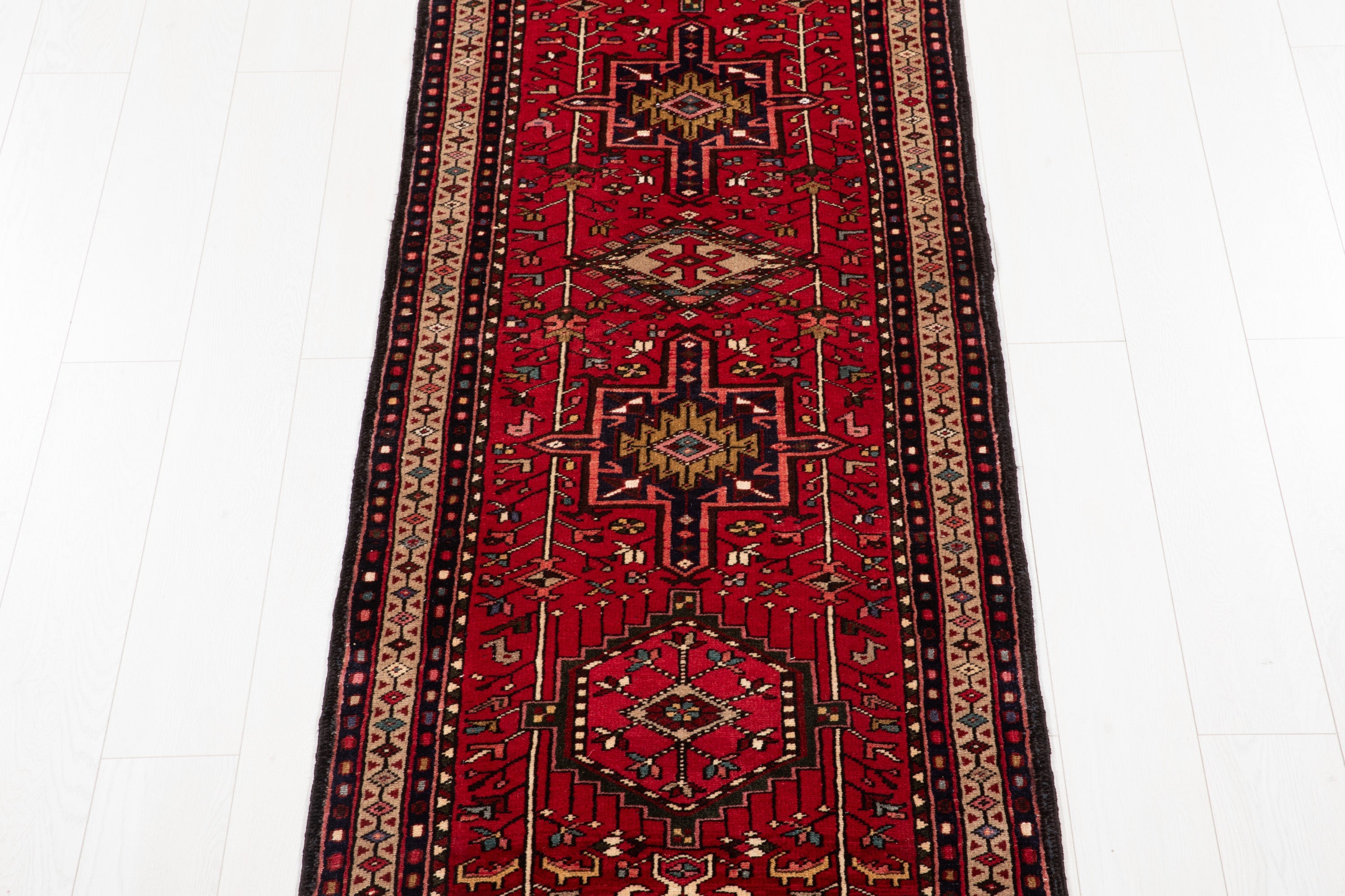 Hand-Knotted Vintage Wool Runner Rug – 12' 11" x 2' 7" (394 x 78 cm) - Yasi & Fara