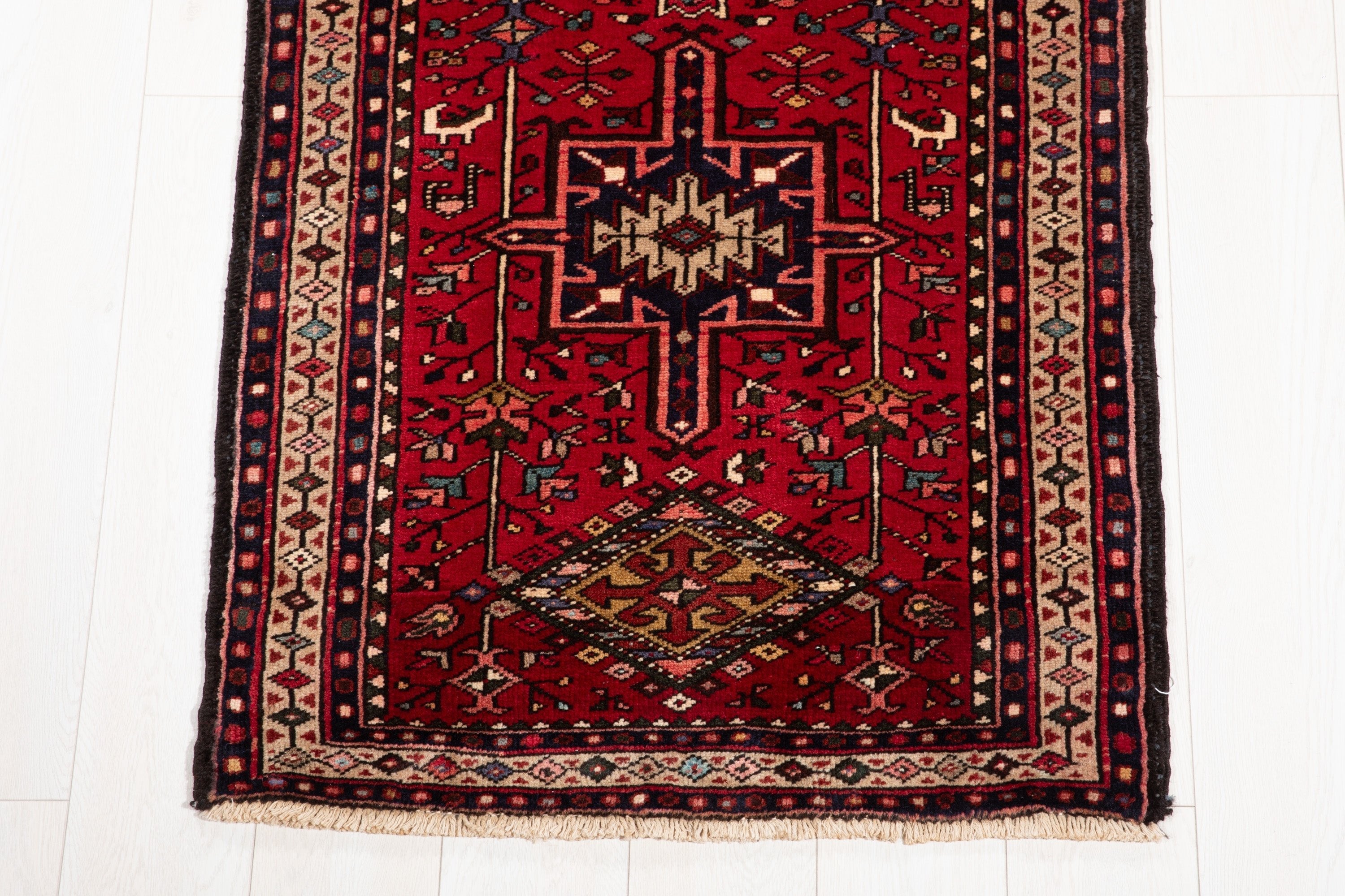 Hand-Knotted Vintage Wool Runner Rug – 12' 11" x 2' 7" (394 x 78 cm) - Yasi & Fara