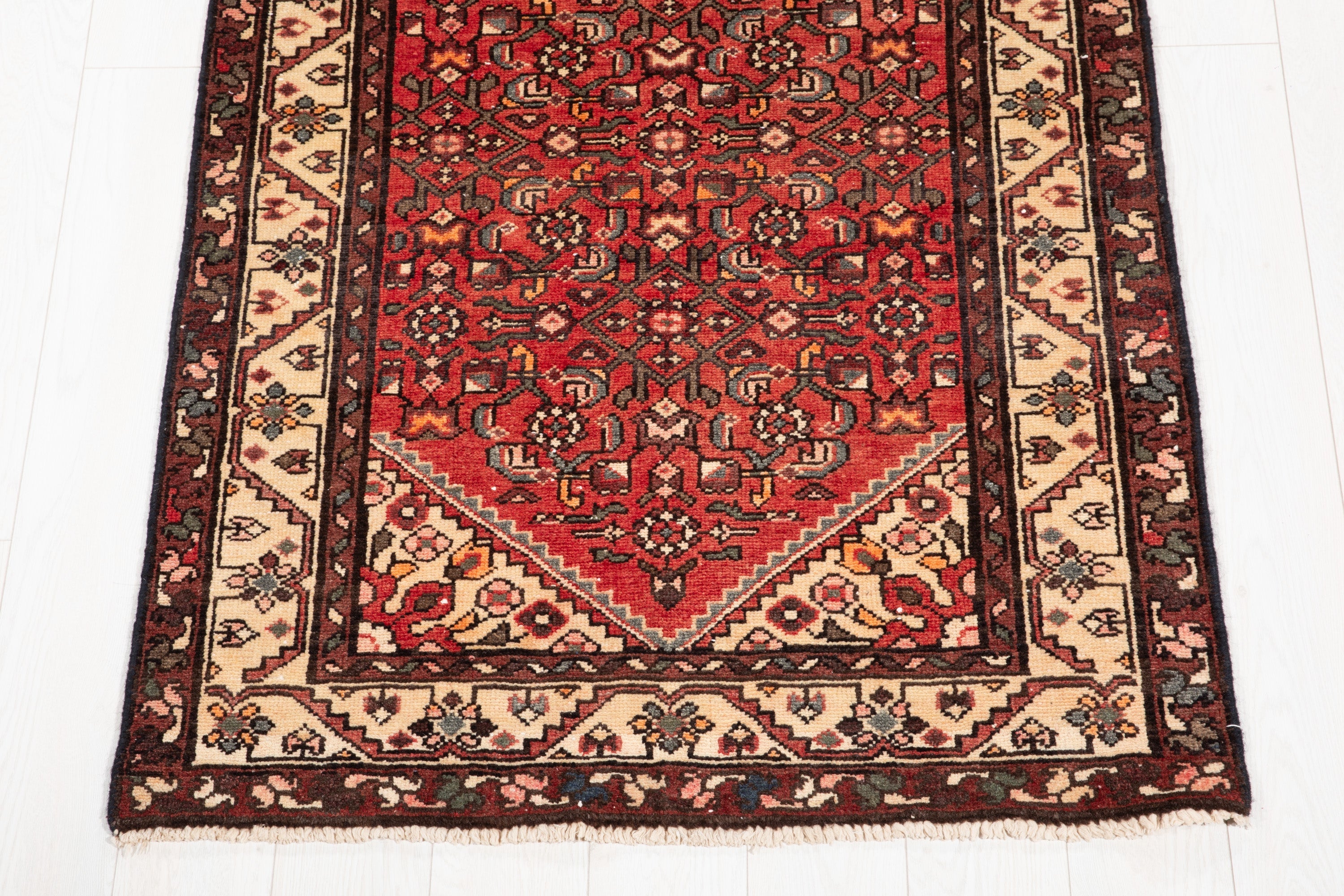 Hand-Knotted Vintage Wool Runner Rug – 9' 11" x 3' 5" (302 x 105 cm) - Yasi & Fara