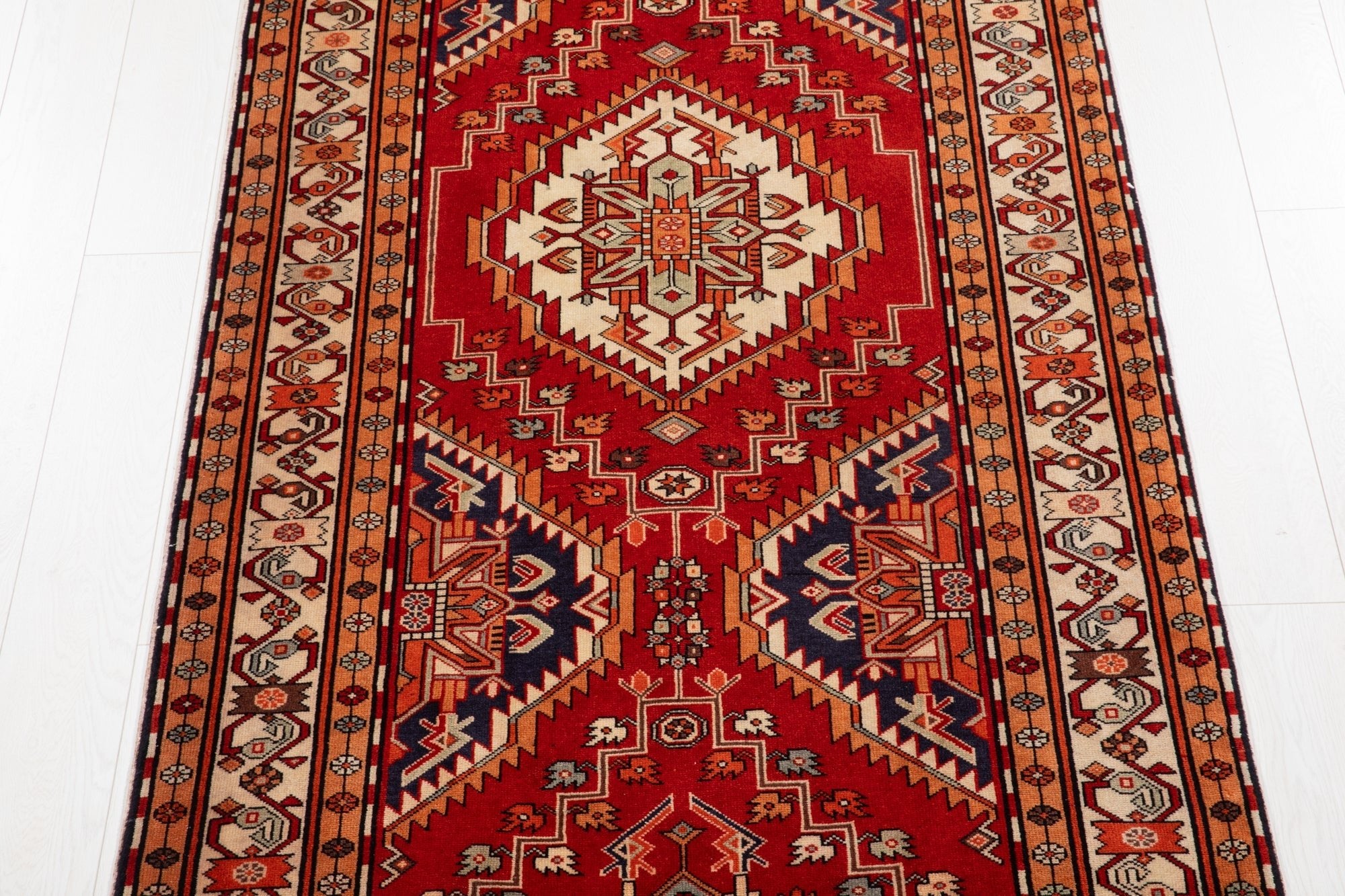 Hand-Knotted Vintage Wool Runner Rug – 10' 8" x 3' 10" (325 × 116 cm) - Yasi & Fara