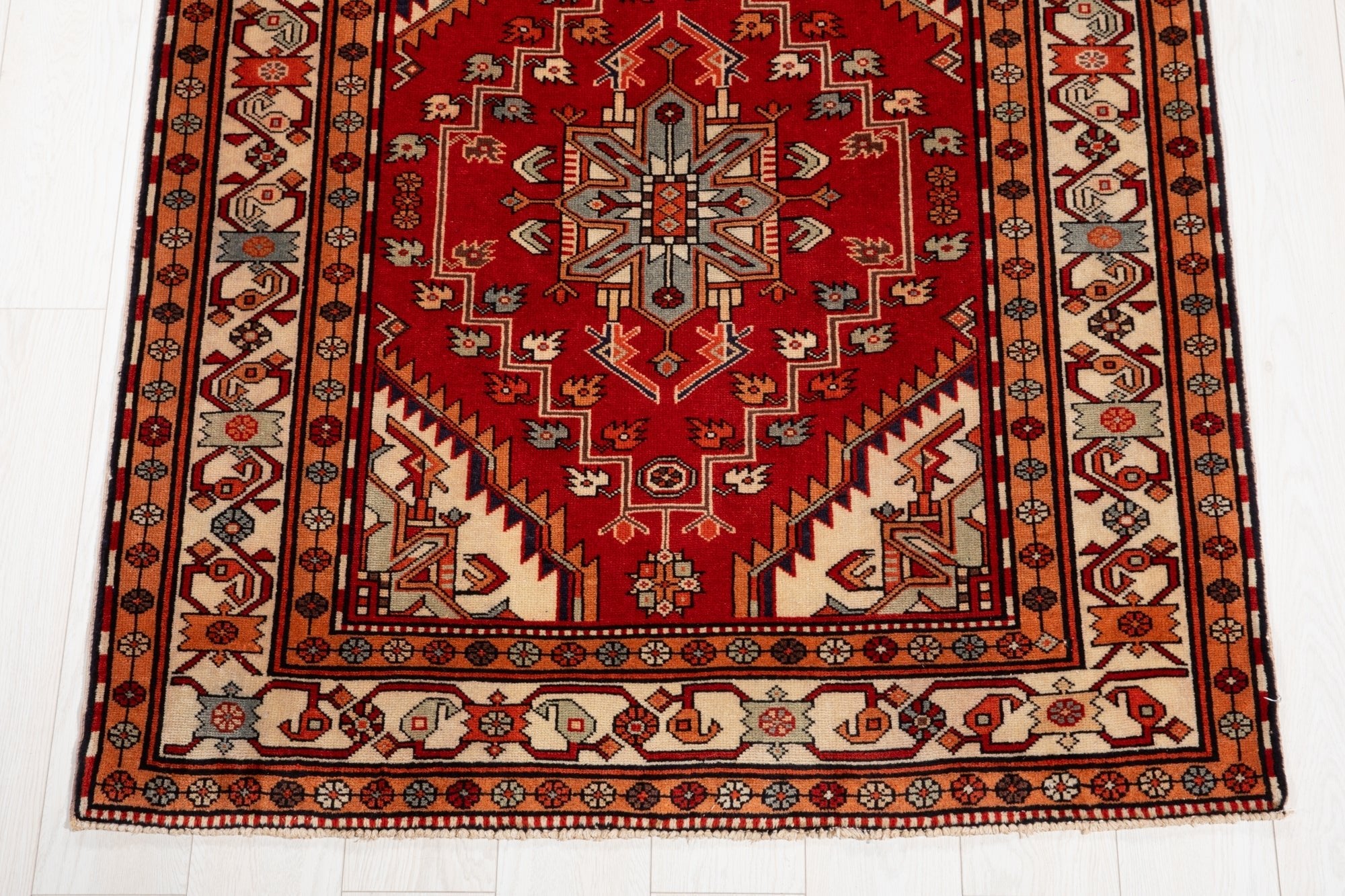 Hand-Knotted Vintage Wool Runner Rug – 10' 8" x 3' 10" (325 × 116 cm) - Yasi & Fara