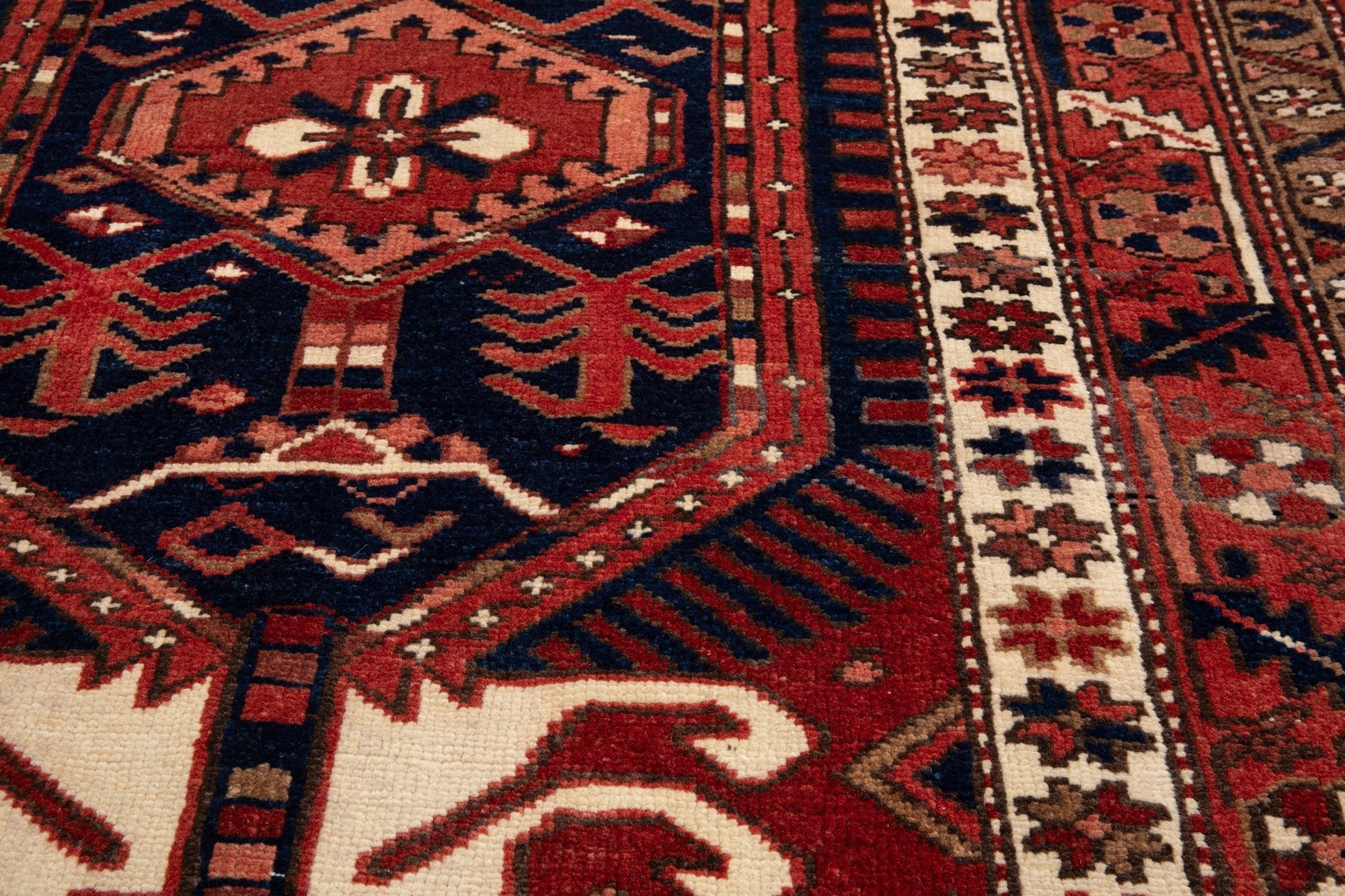 Hand-Knotted Vintage Wool Runner Rug – 13' 9" x 3' 10" (419 × 116 cm) - Yasi & Fara