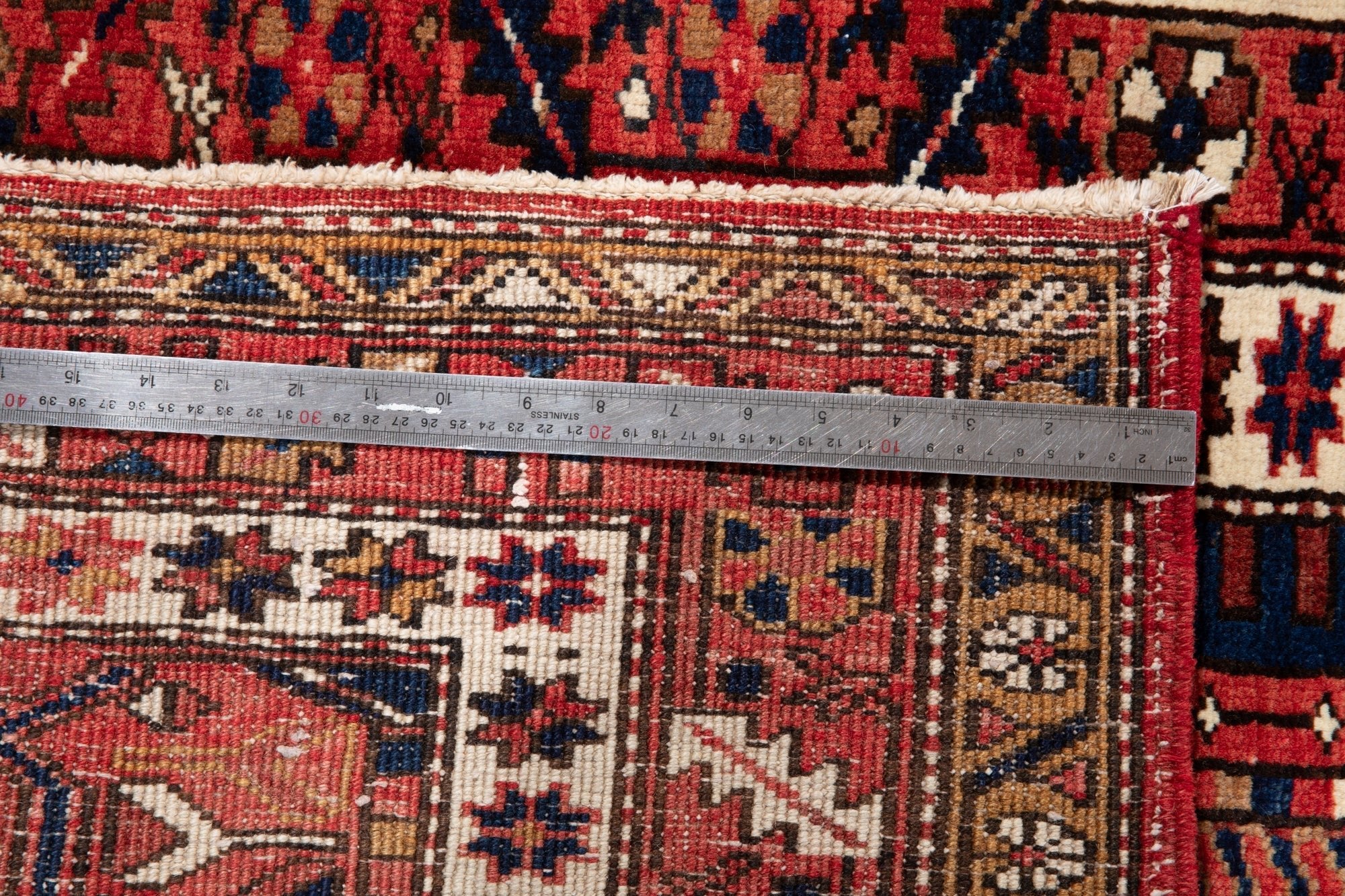 Hand-Knotted Vintage Wool Runner Rug – 13' 9" x 3' 10" (419 × 116 cm) - Yasi & Fara