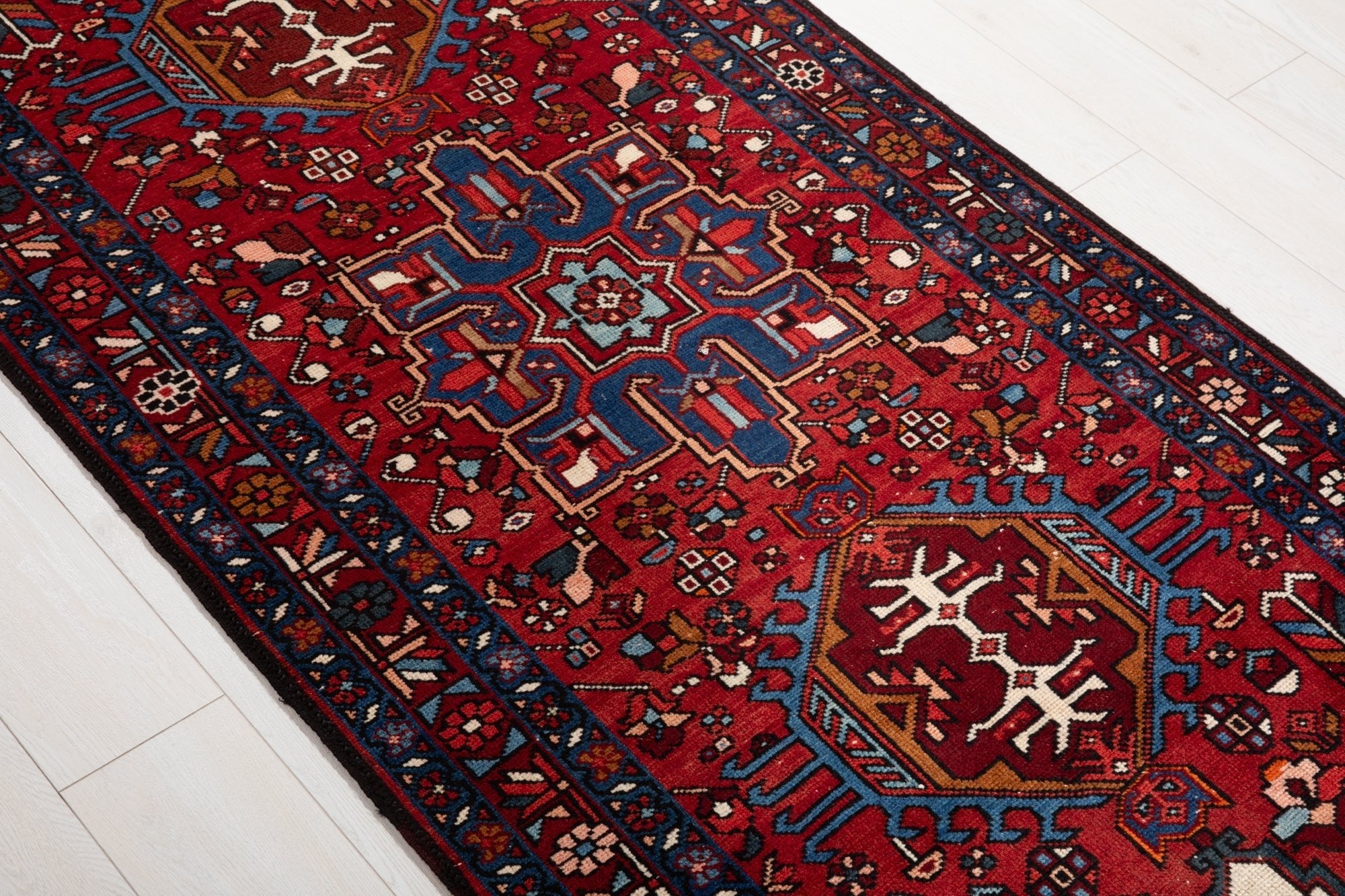 Hand-Knotted Vintage Wool Runner Rug – 12' 8" x 3' 3" (387 × 100 cm) - Yasi & Fara