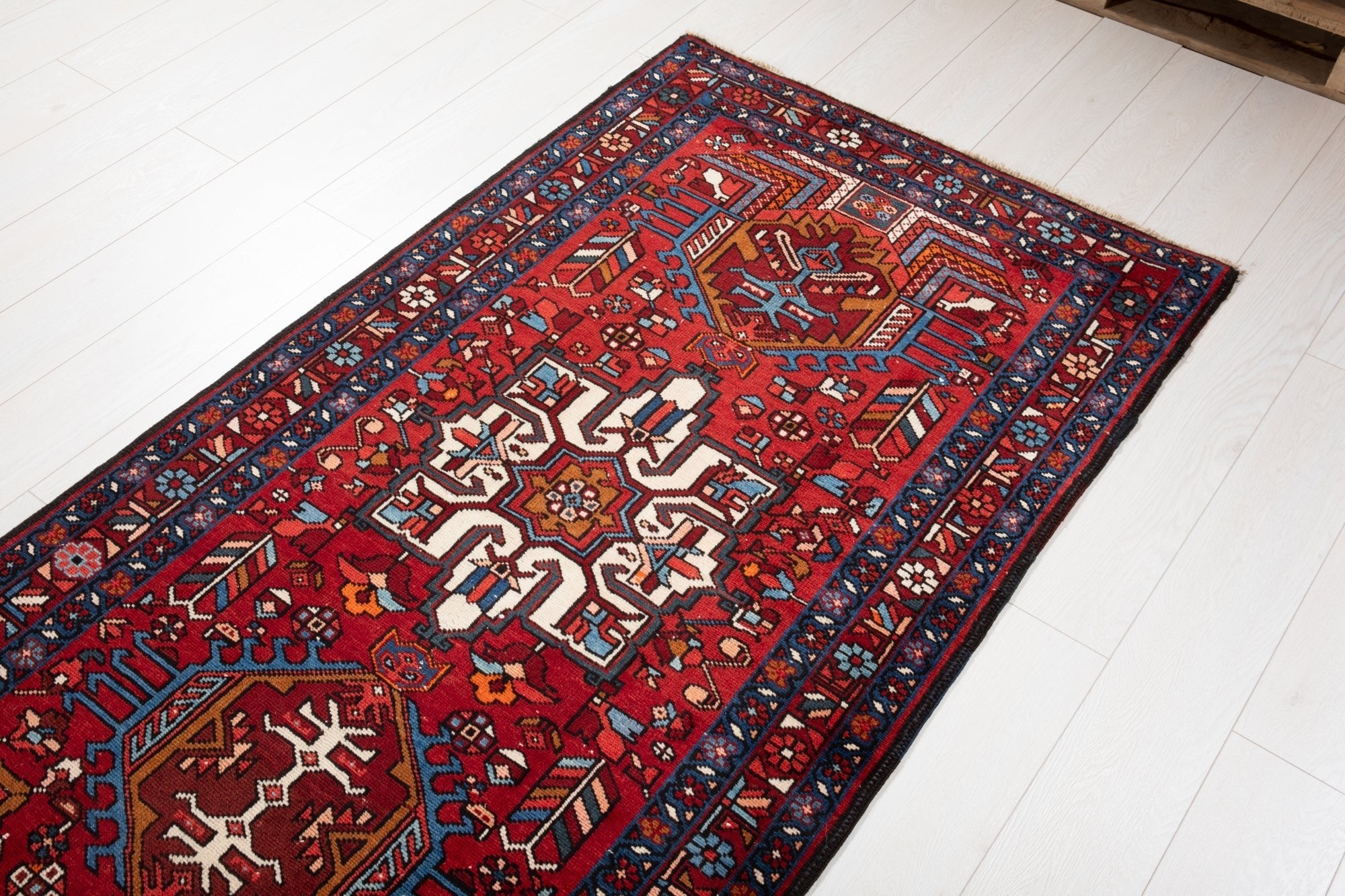 Hand-Knotted Vintage Wool Runner Rug – 12' 8" x 3' 3" (387 × 100 cm) - Yasi & Fara
