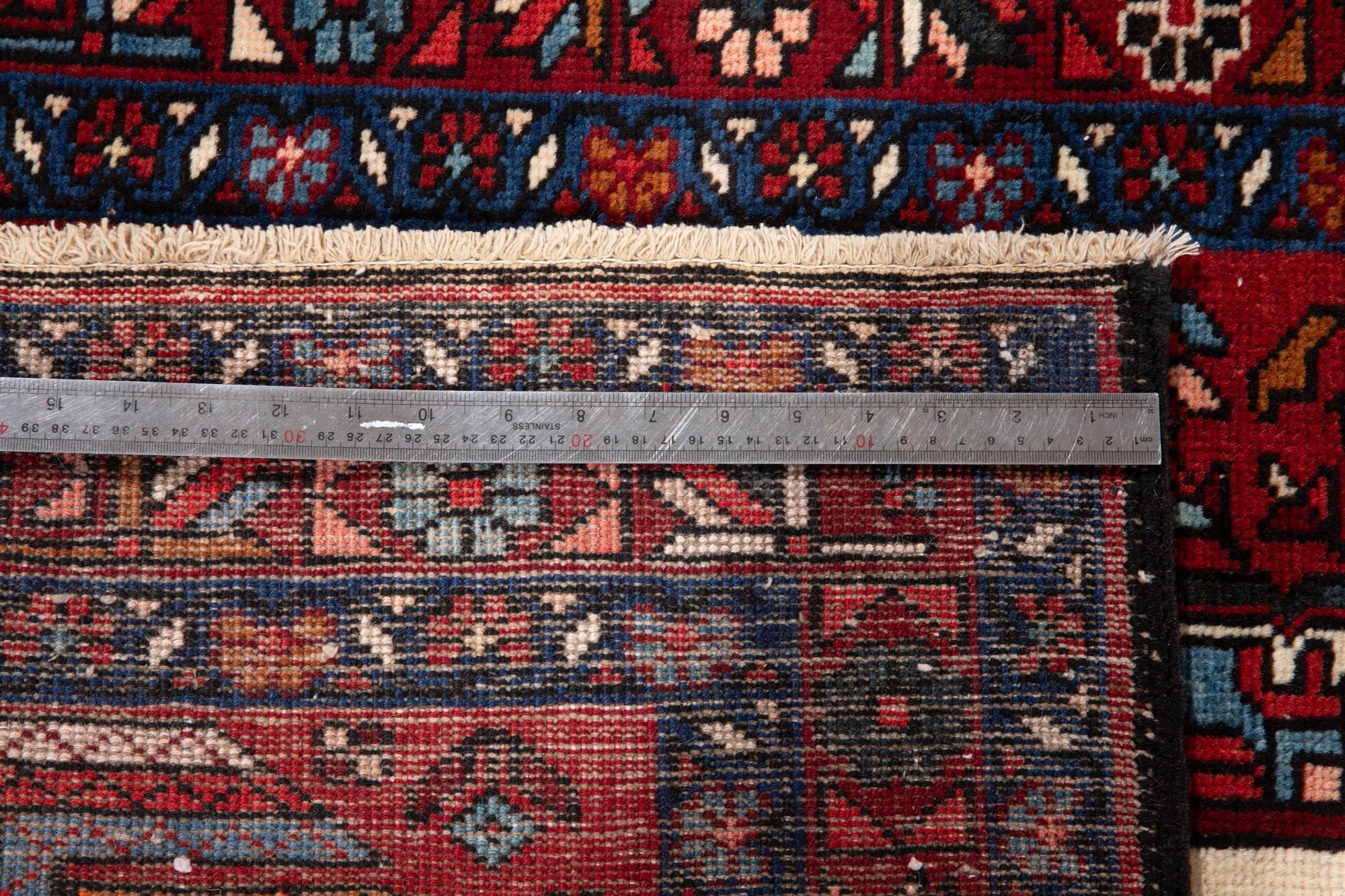 Hand-Knotted Vintage Wool Runner Rug – 12' 8" x 3' 3" (387 × 100 cm) - Yasi & Fara