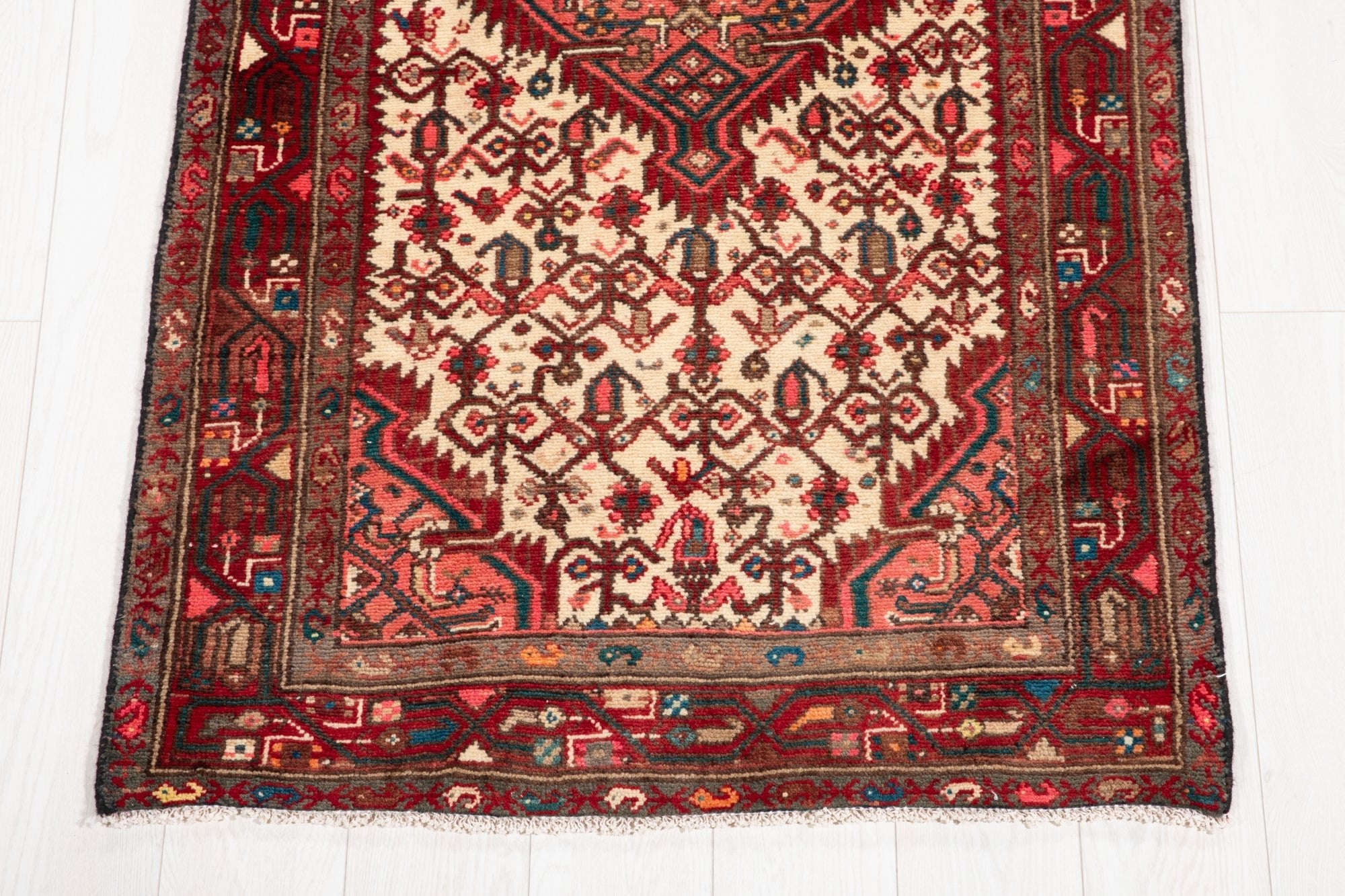 Hand-Knotted Vintage Wool Runner Rug – 10' 6" x 2' 11" (319 × 90 cm) - Yasi & Fara