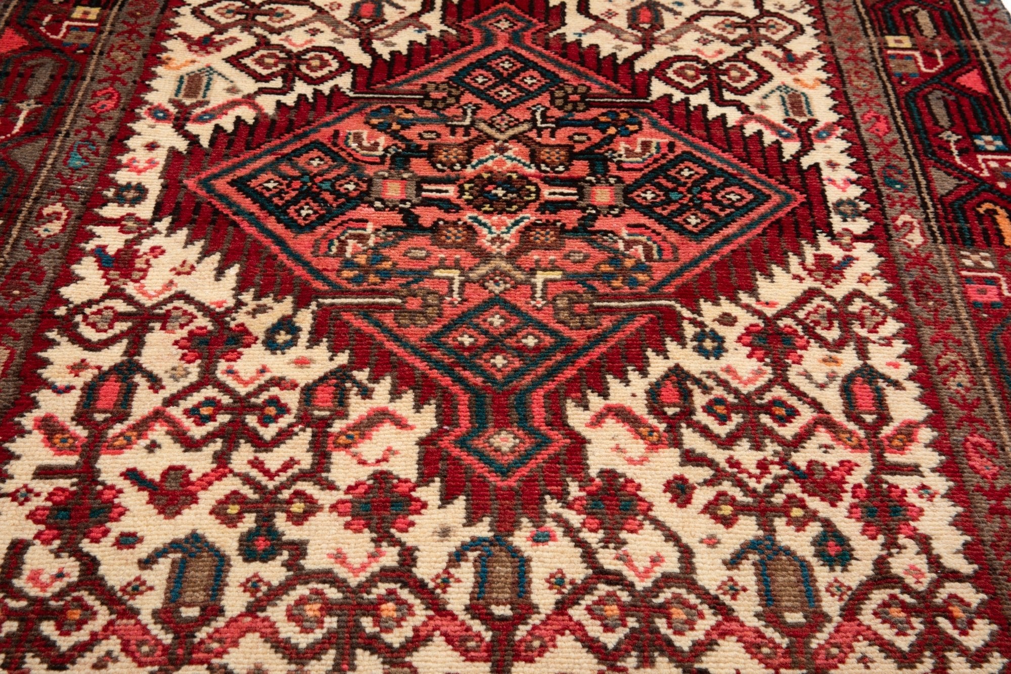 Hand-Knotted Vintage Wool Runner Rug – 10' 6" x 2' 11" (319 × 90 cm) - Yasi & Fara