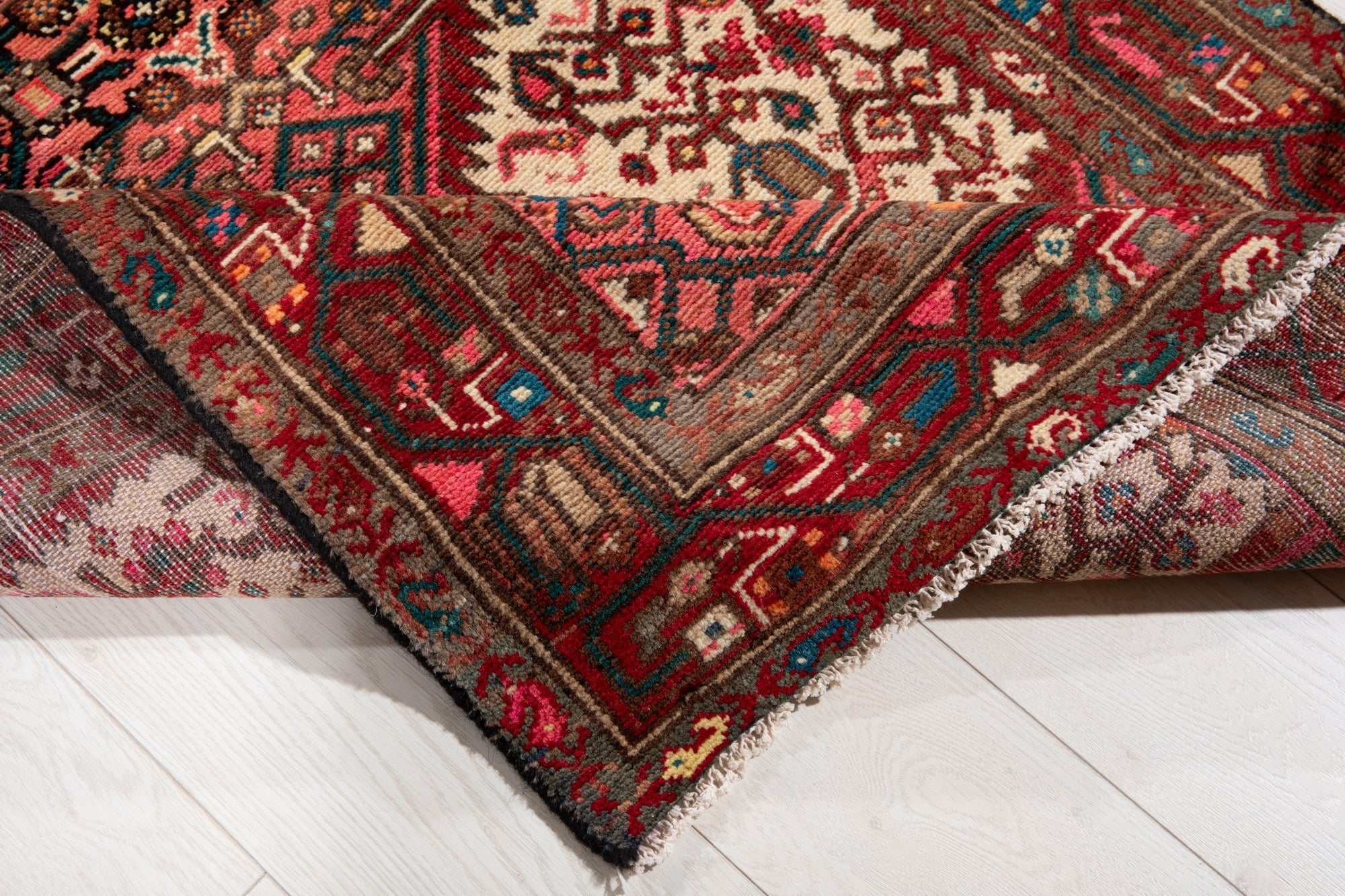 Hand-Knotted Vintage Wool Runner Rug – 10' 6" x 2' 11" (319 × 90 cm) - Yasi & Fara