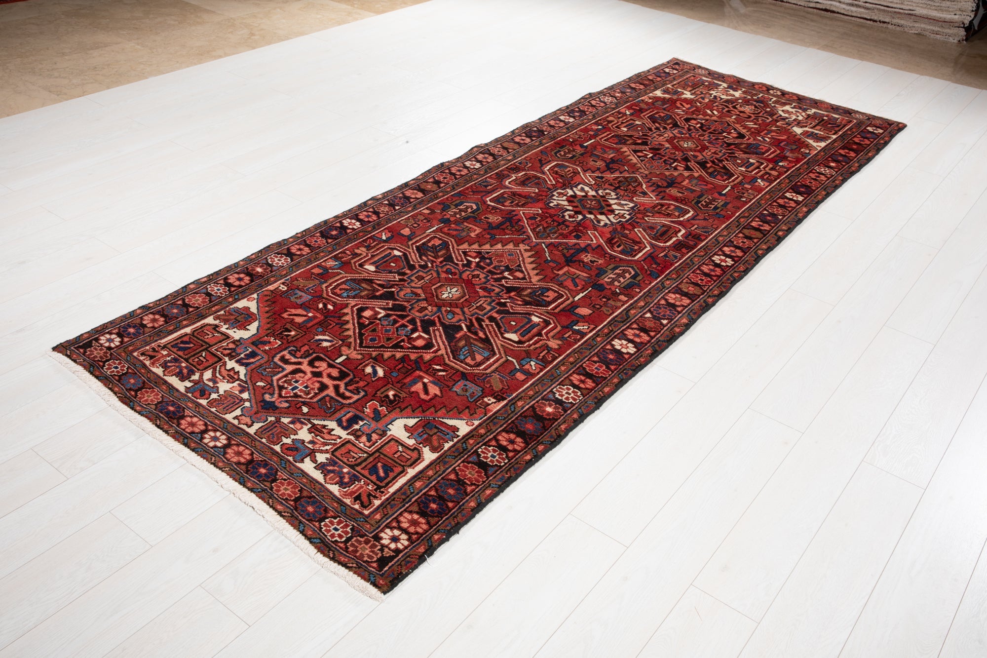 Hand-Knotted Vintage Wool Runner Rug – 10' 8" x 3' 10" (326 × 117 cm) - Yasi & Fara