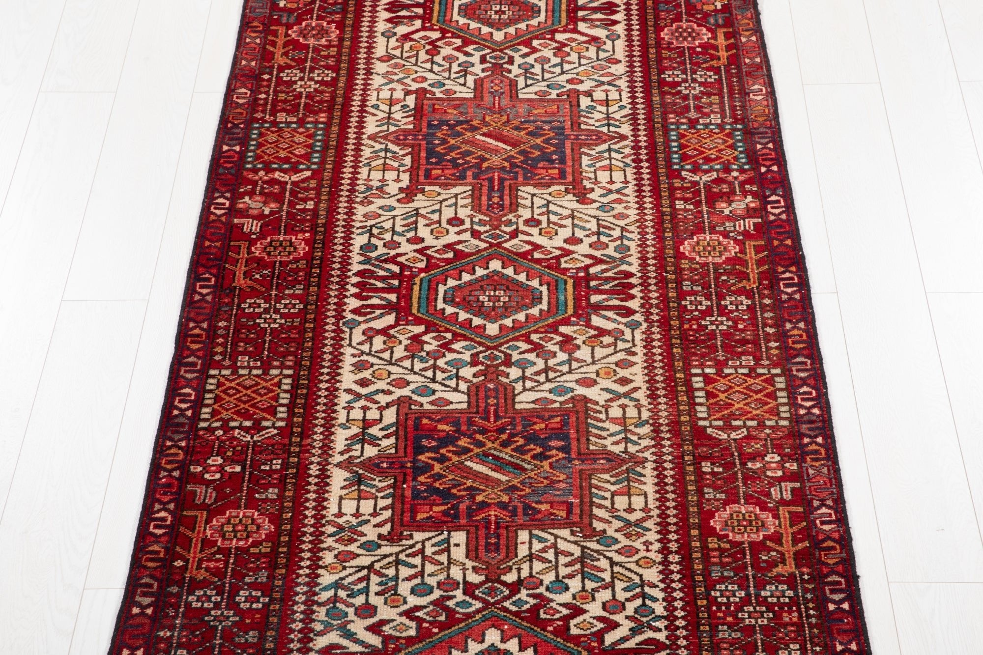 Hand-Knotted Vintage Wool Runner Rug – 11' 2" x 3' 6" (340 × 106 cm) - Yasi & Fara